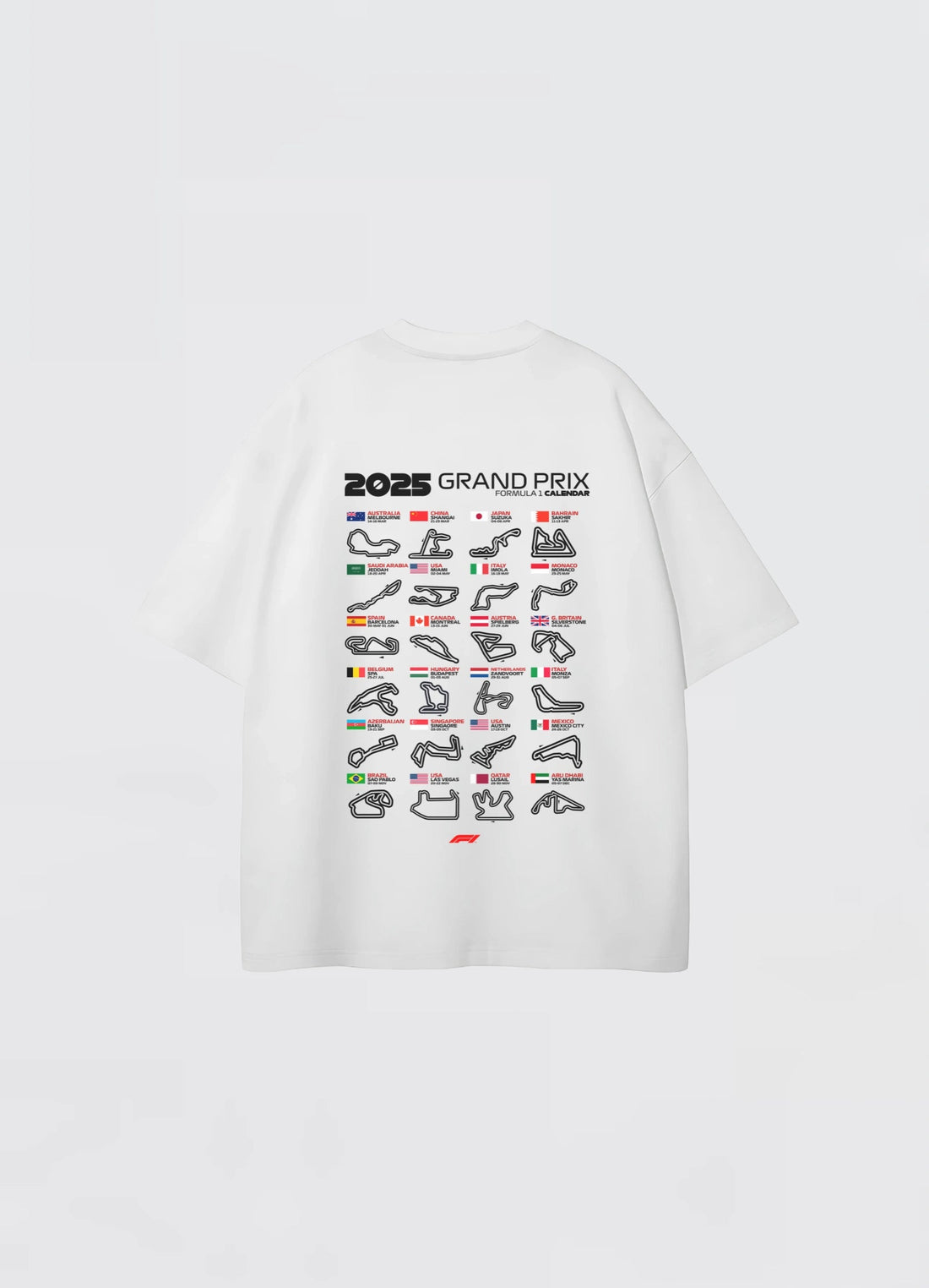 2025 Formula 1 Calender Oversized T-shirt Off - white - Strells