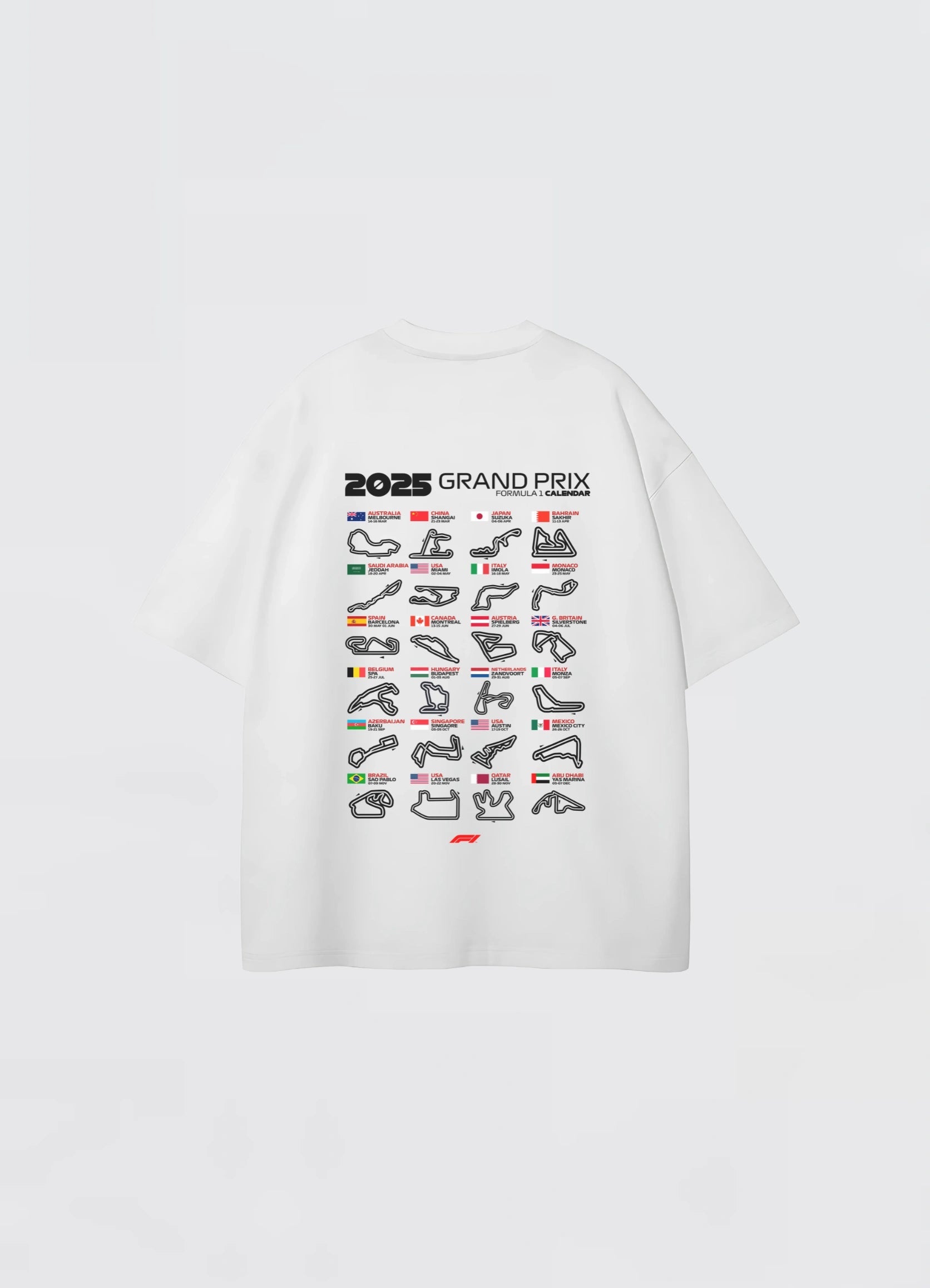 2025 Formula 1 Calender Oversized T-shirt Off - white - Strells