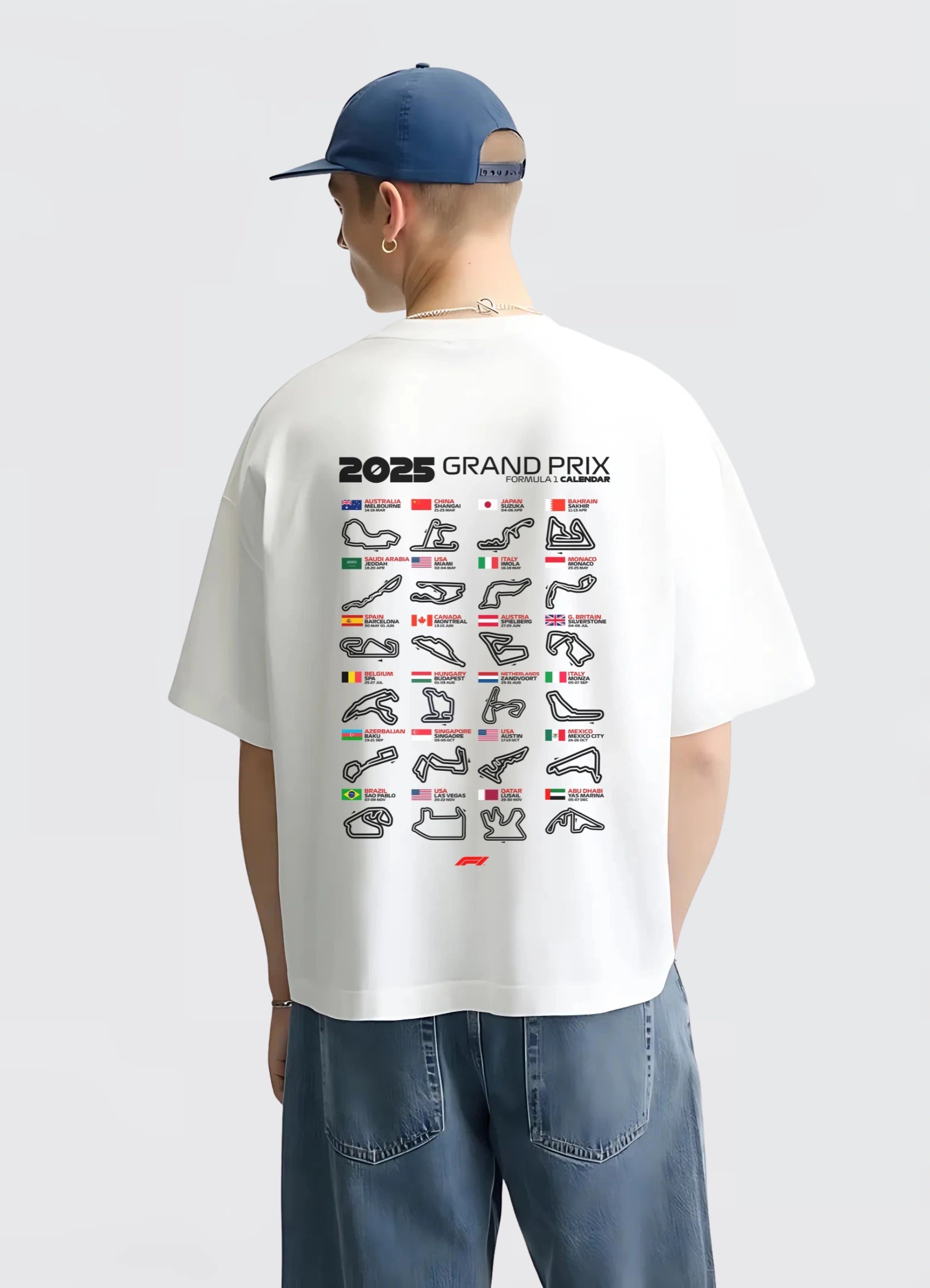 2025 Formula 1 Calender Oversized T-shirt Off - white - Strells
