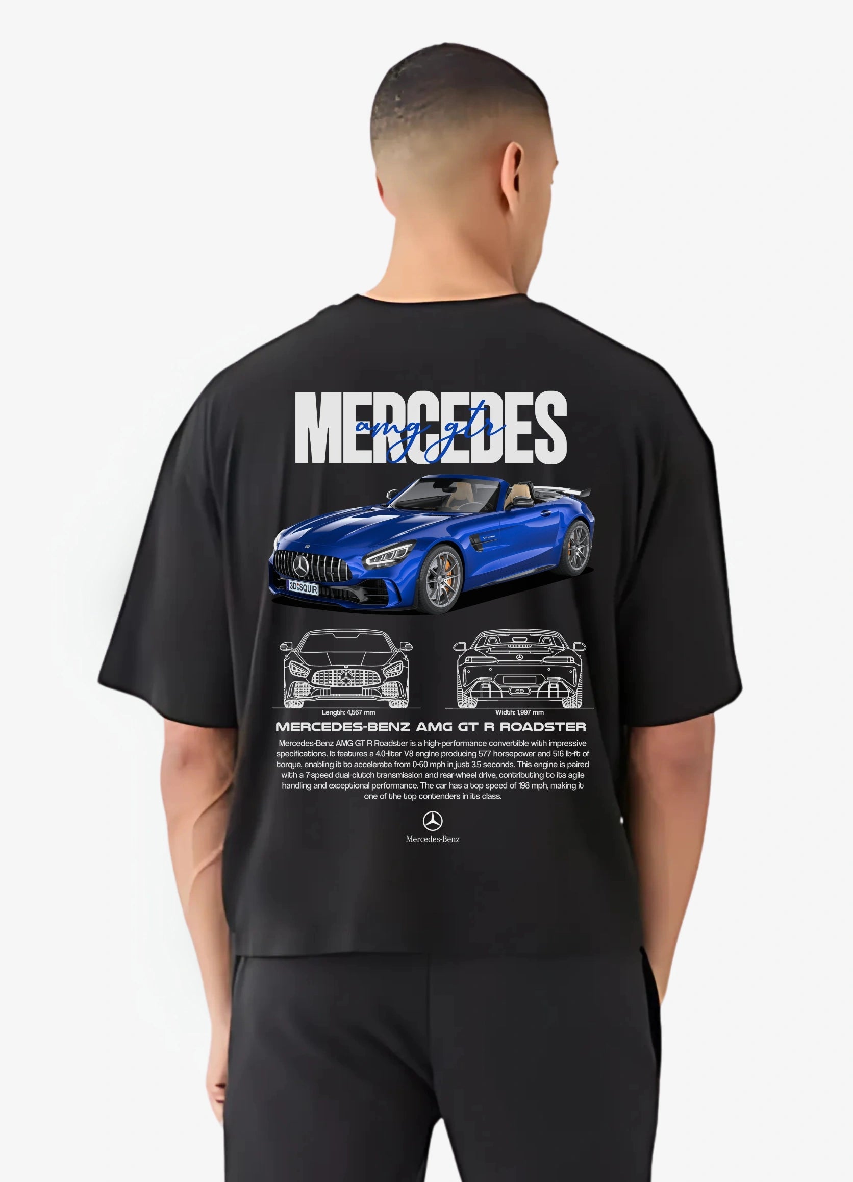 AMG GT R Roadster Oversized T-shirt Black - Strells