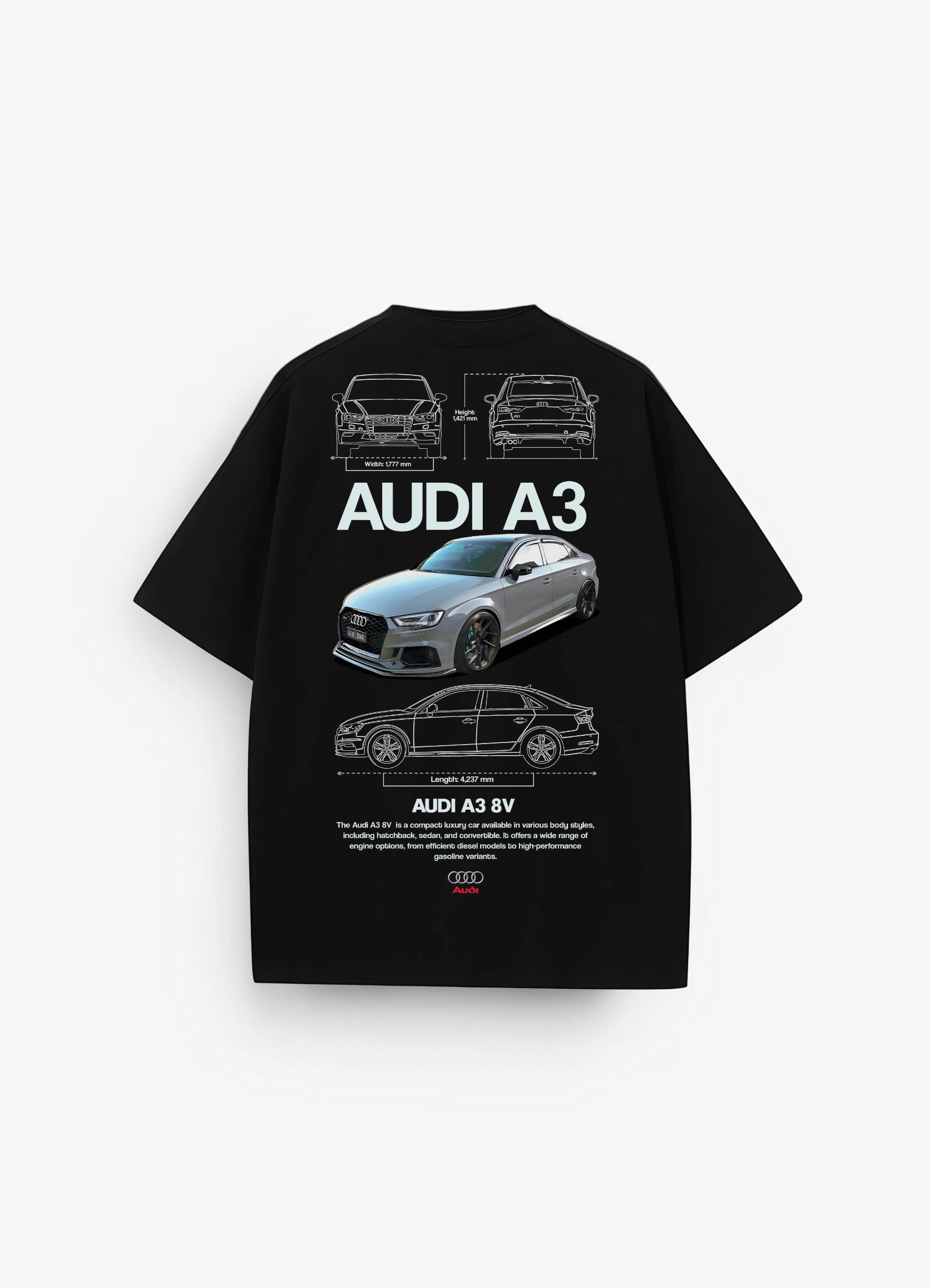 Audi A3 Oversized T-shirt Black - Strells