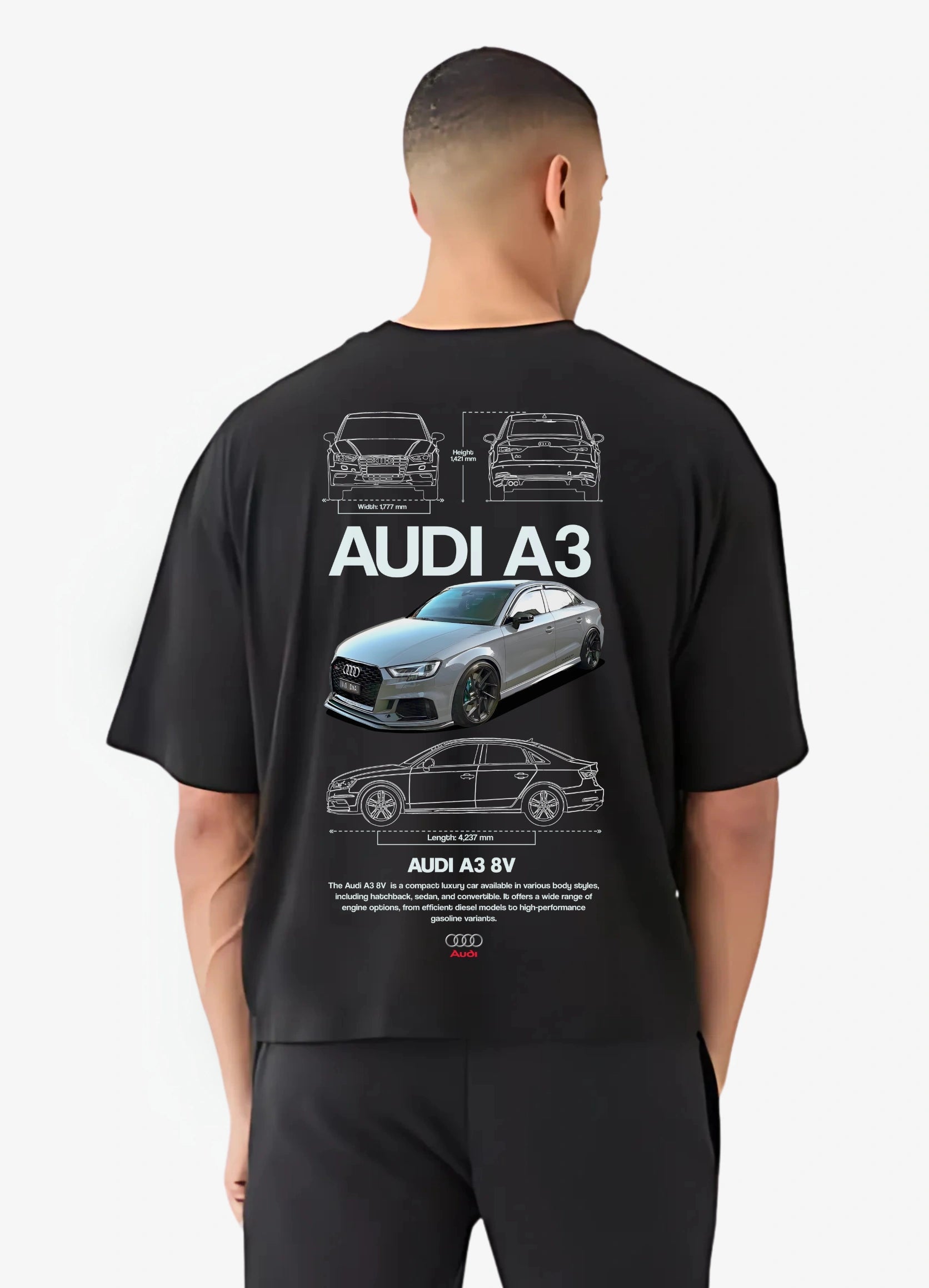 Audi A3 Oversized T-shirt Black - Strells