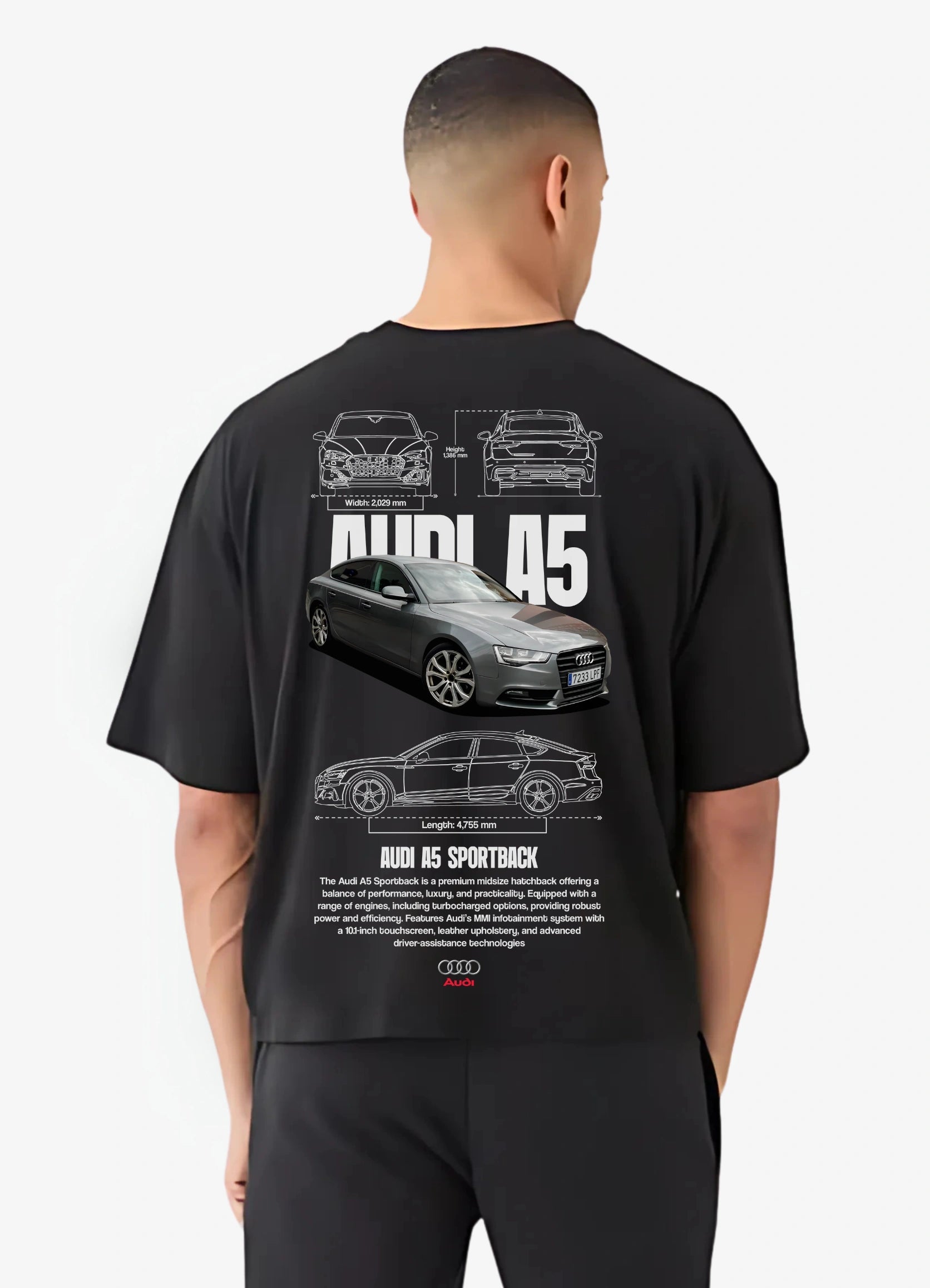 Audi A5 Oversized T-shirt Black - Strells