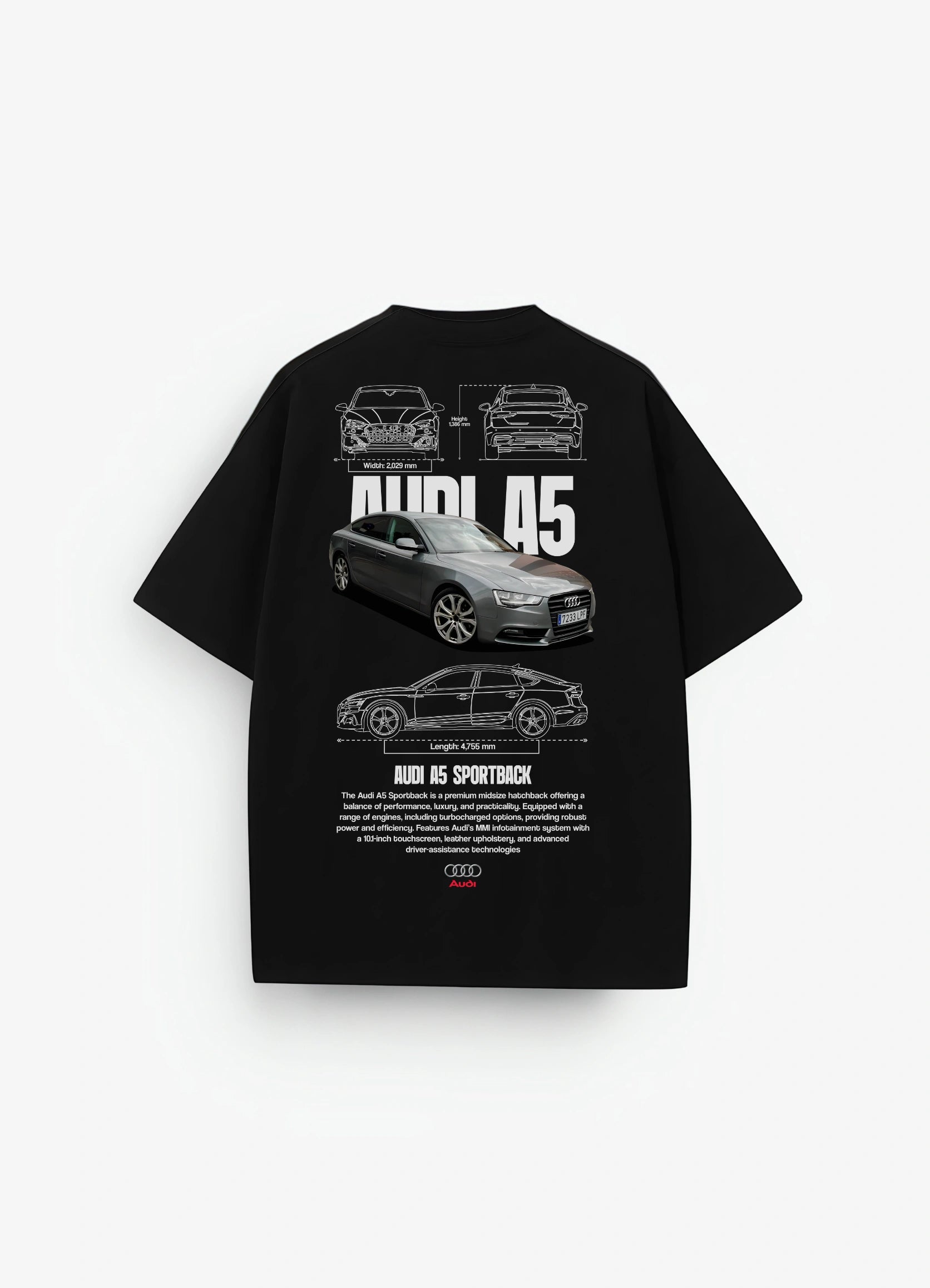 Audi A5 Oversized T-shirt Black - Strells