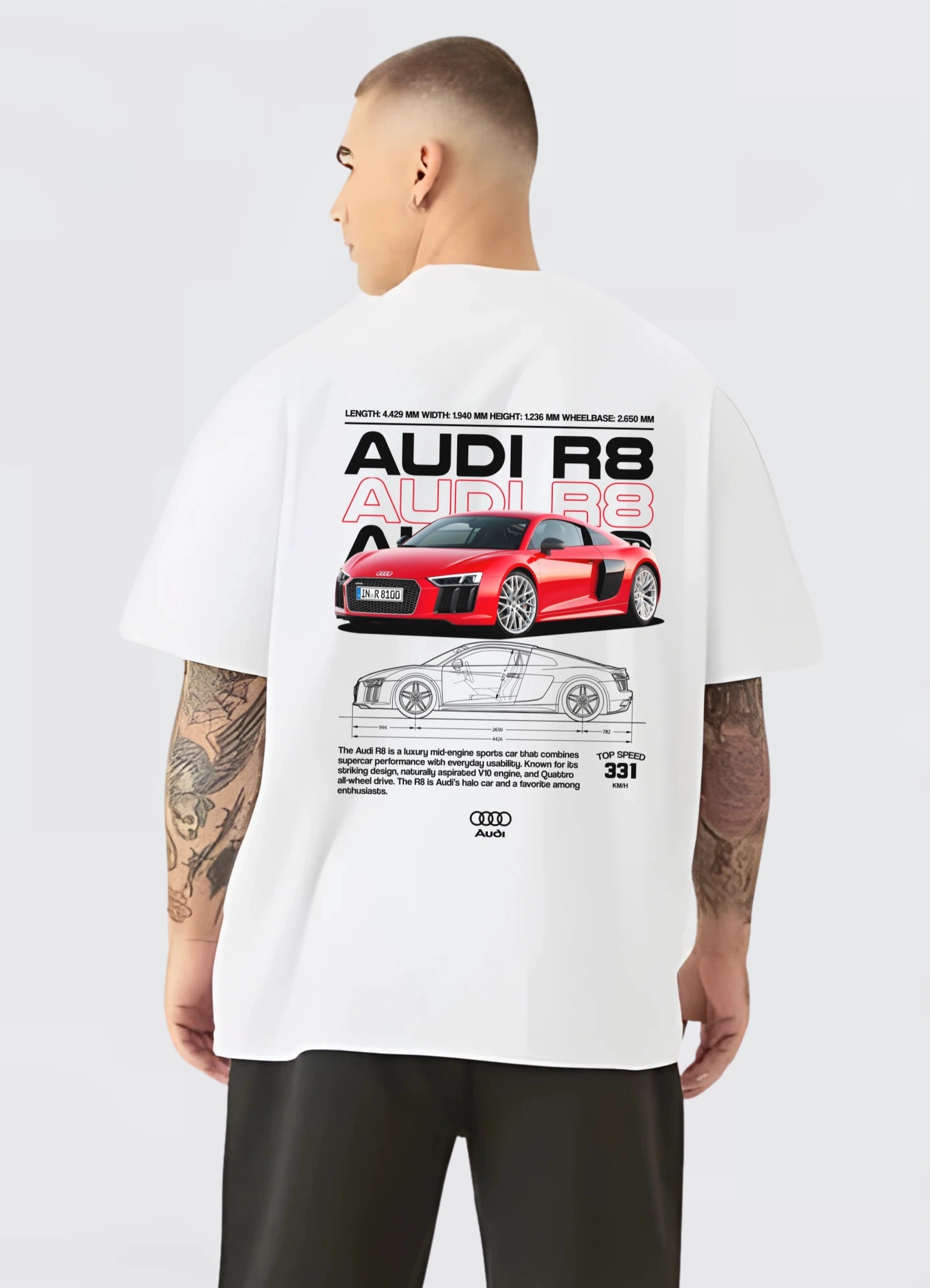 Audi R8 Oversized T-shirt Off - white - Strells