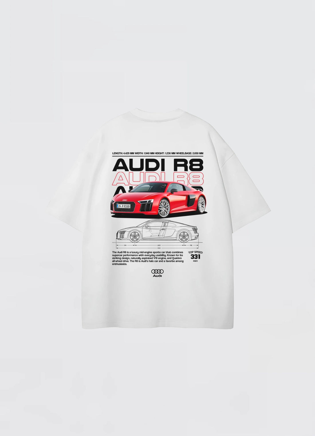 Audi R8 Oversized T-shirt Off - white - Strells