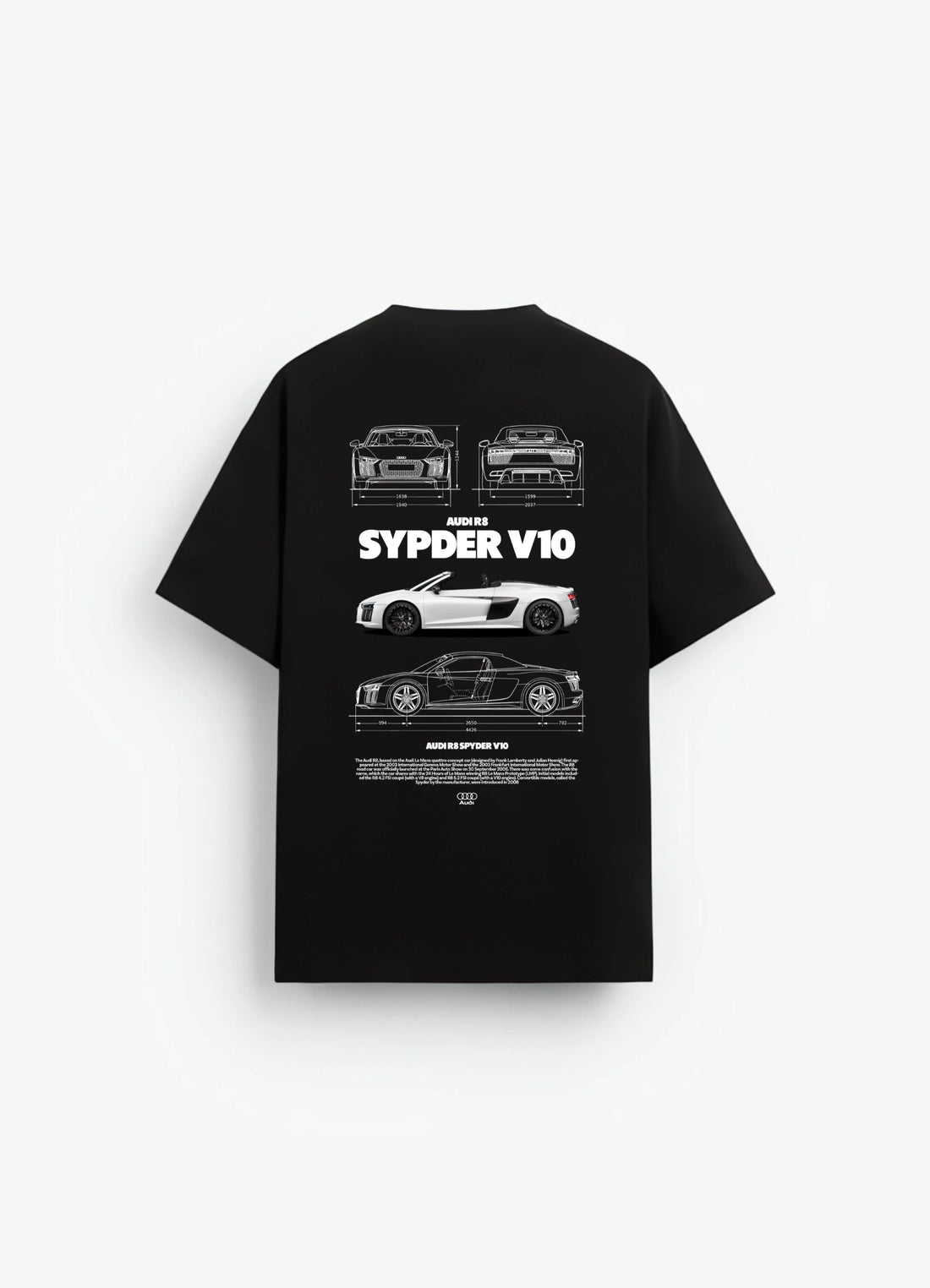Audi R8 Spyder V10 Oversized T-shirt Black - Strells