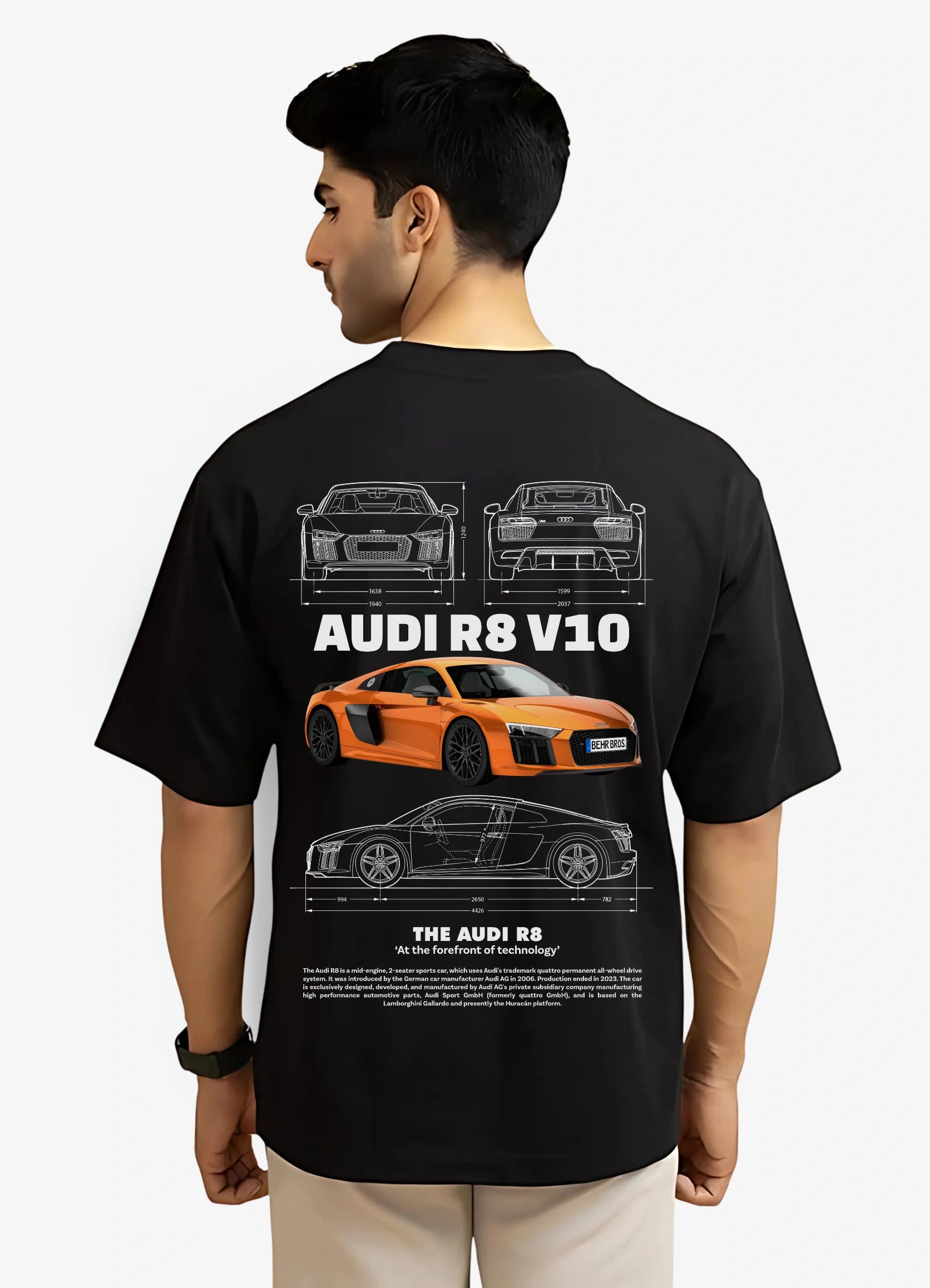 Audi R8 V10 Oversized T-shirt Black - Strells