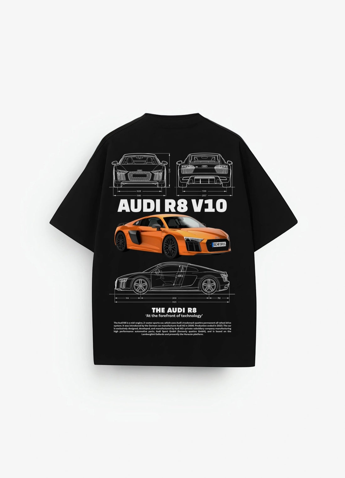 Audi R8 V10 Oversized T-shirt Black - Strells