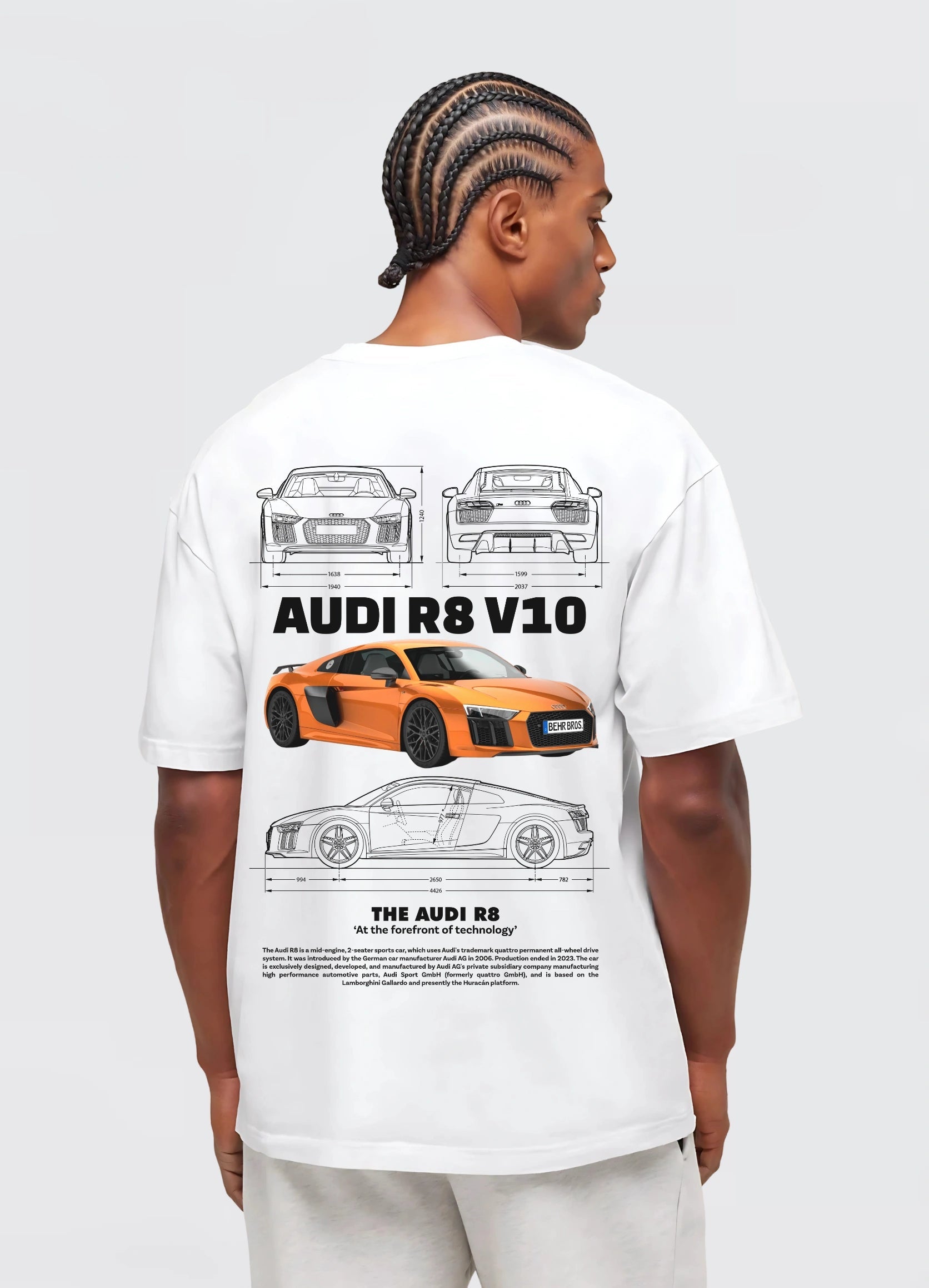 Audi R8 V10 Oversized T-shirt Off - white - Strells