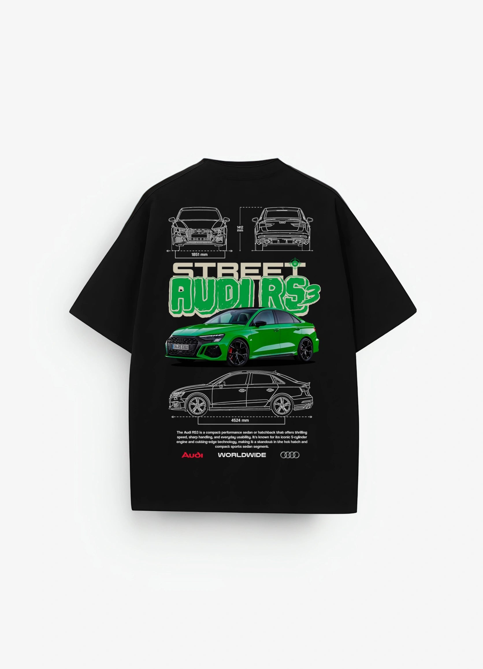Audi RS3 Oversized T-shirt Black - Strells