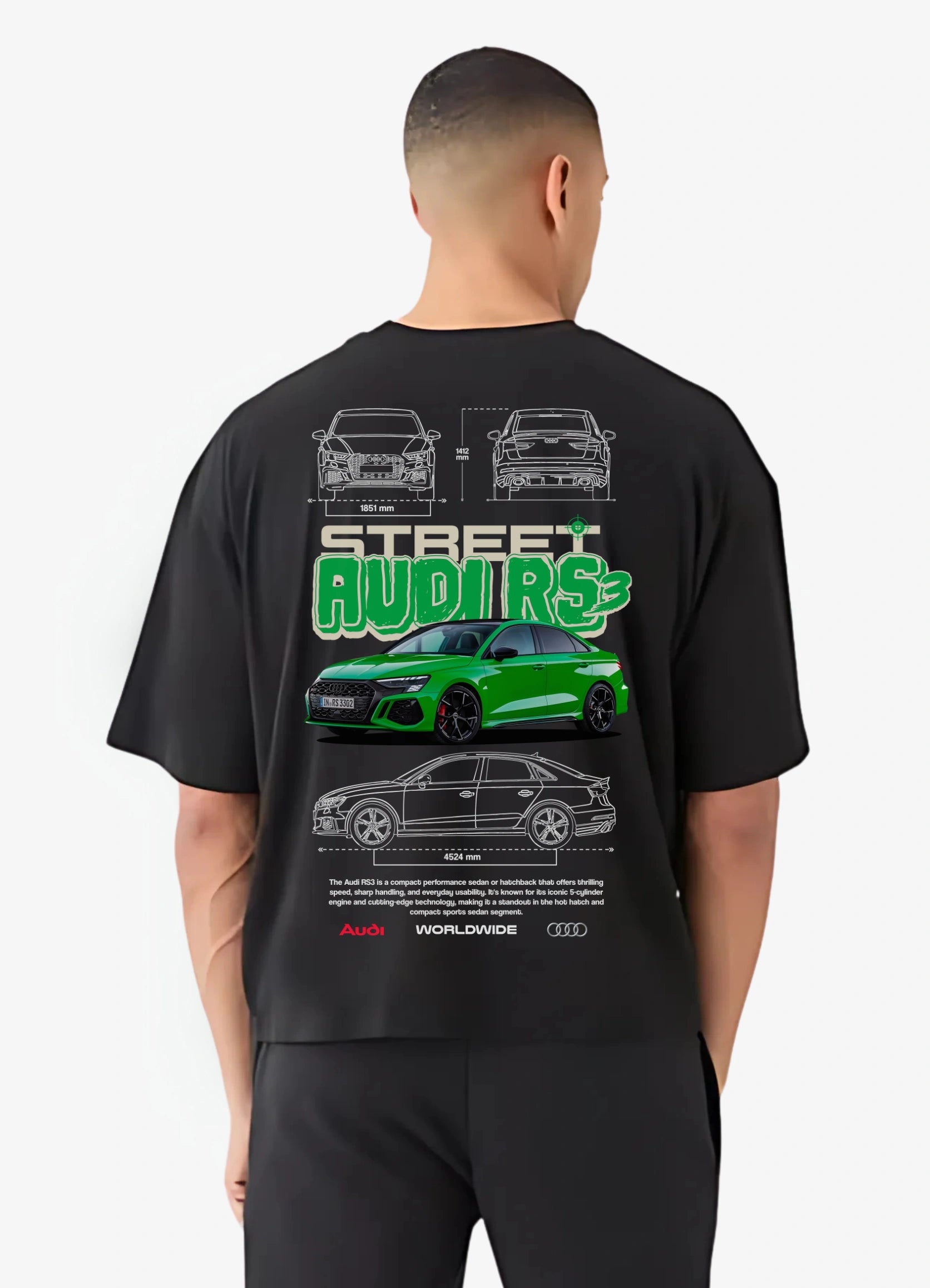 Audi RS3 Oversized T-shirt Black - Strells