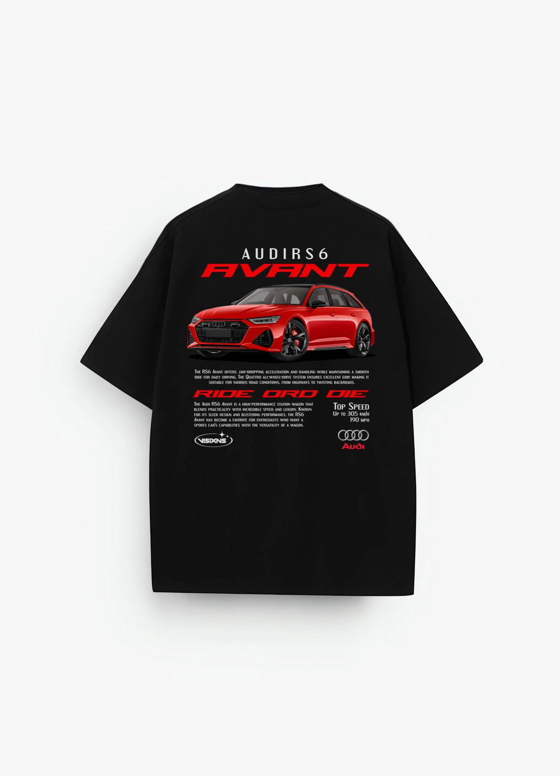 Audi RS6 AVANT Oversized T-shirt Black - Strells