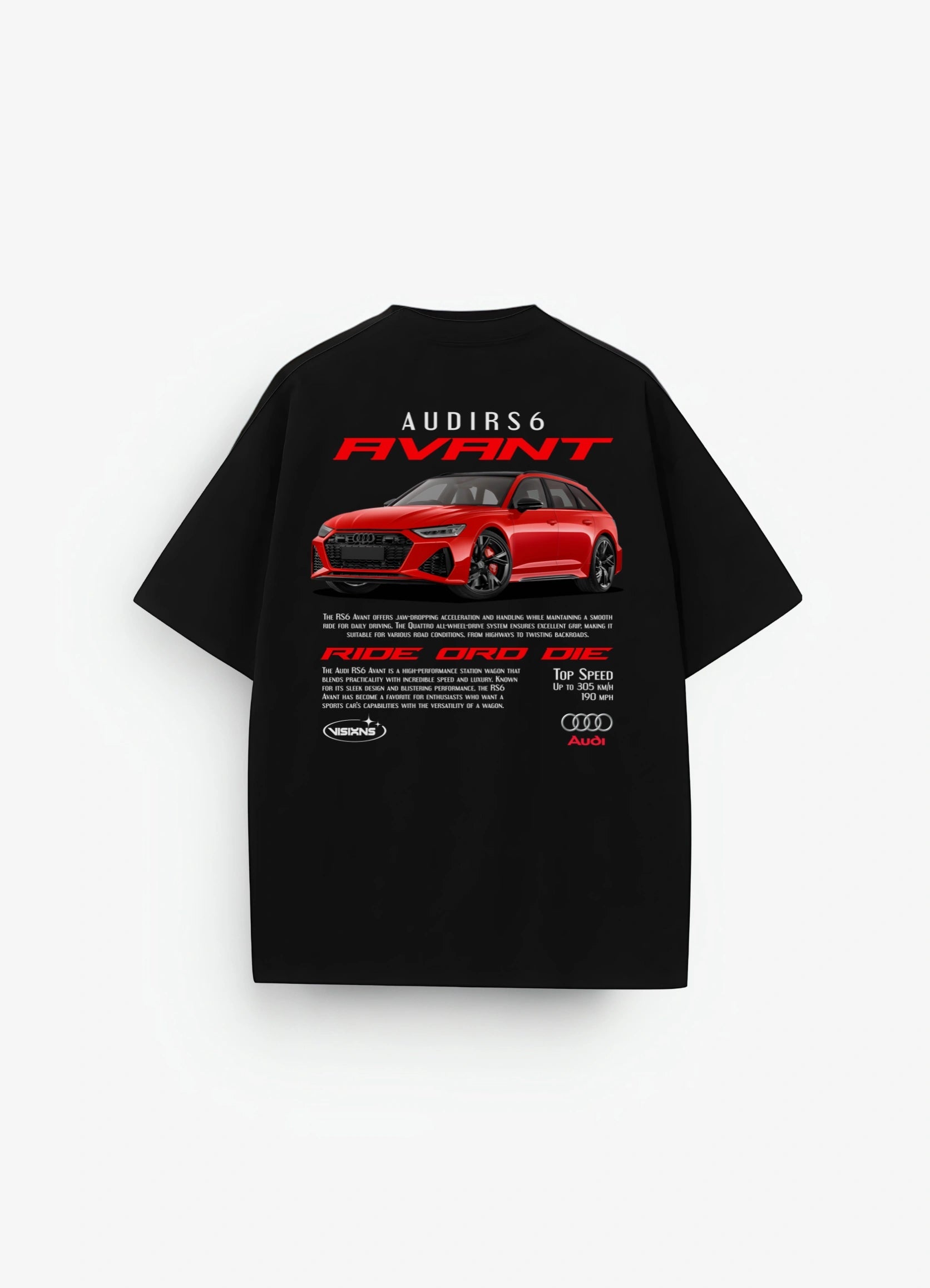 Audi RS6 AVANT Oversized T-shirt Black - Strells