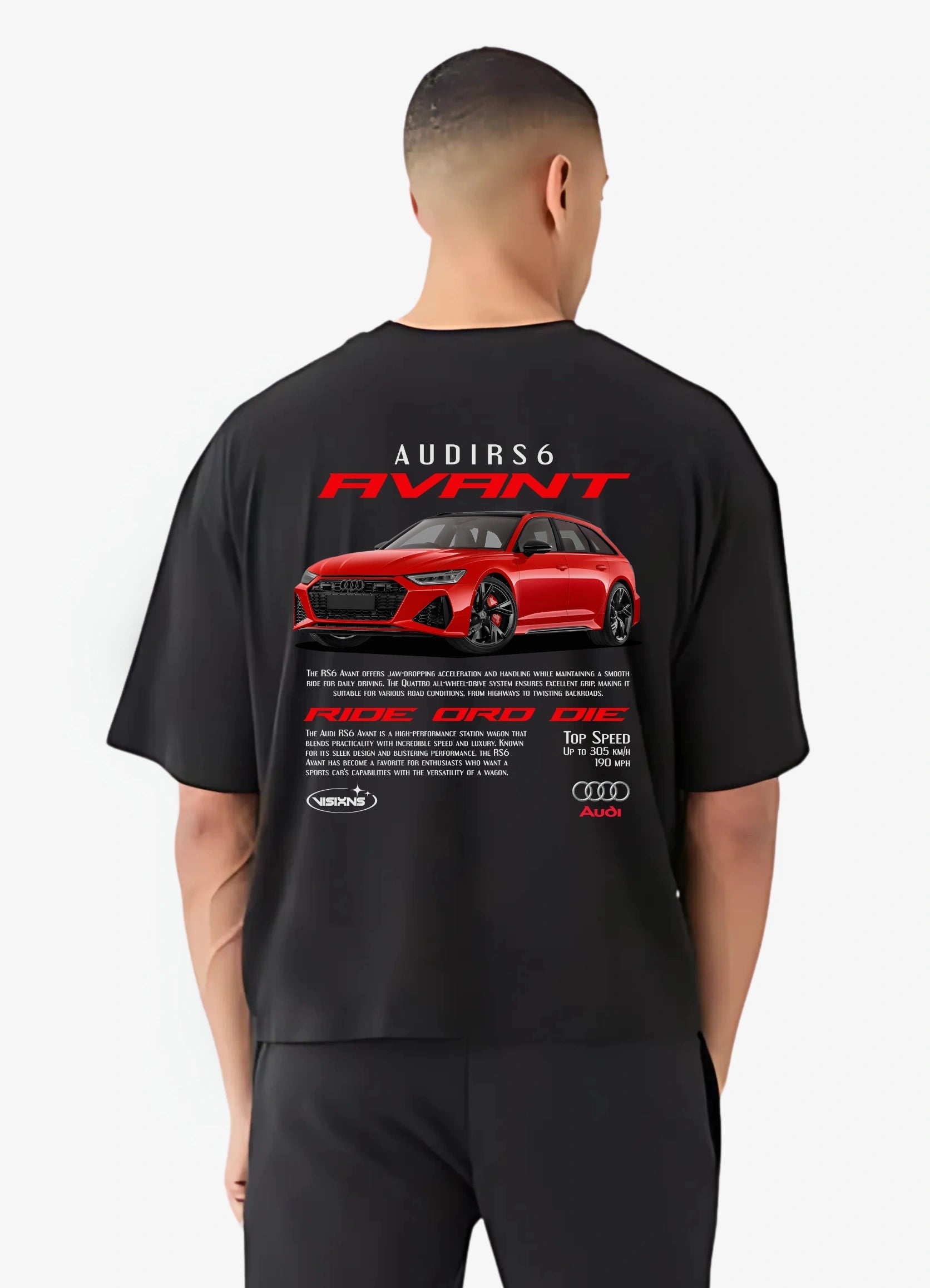 Audi RS6 AVANT Oversized T-shirt Black - Strells