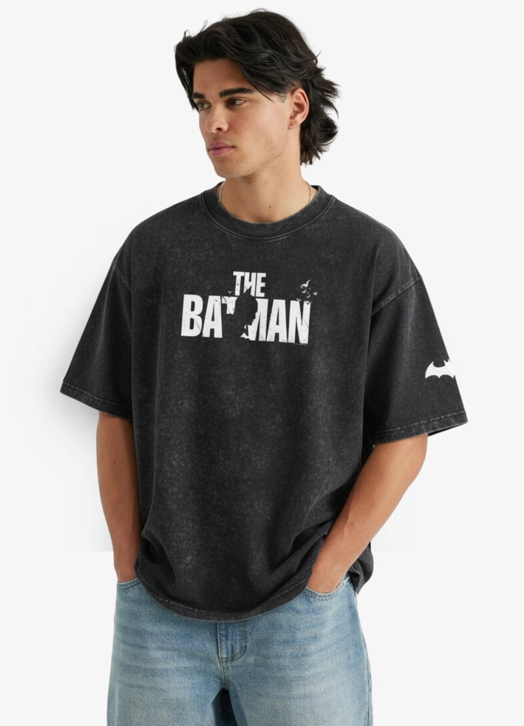 Batman Oversized Acid wash T-shirt Black - Strells