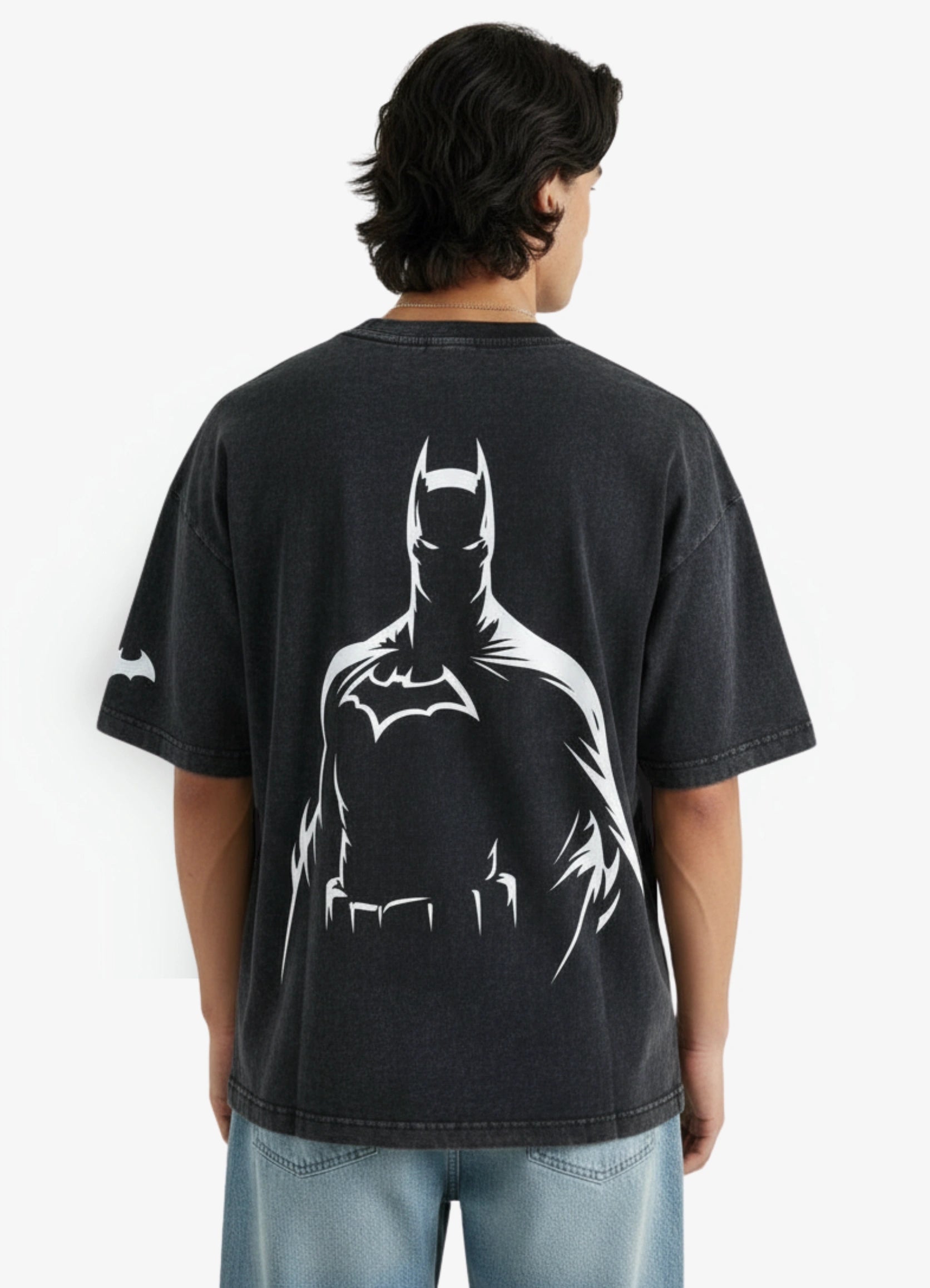 Batman Oversized Acid wash T-shirt Black - Strells