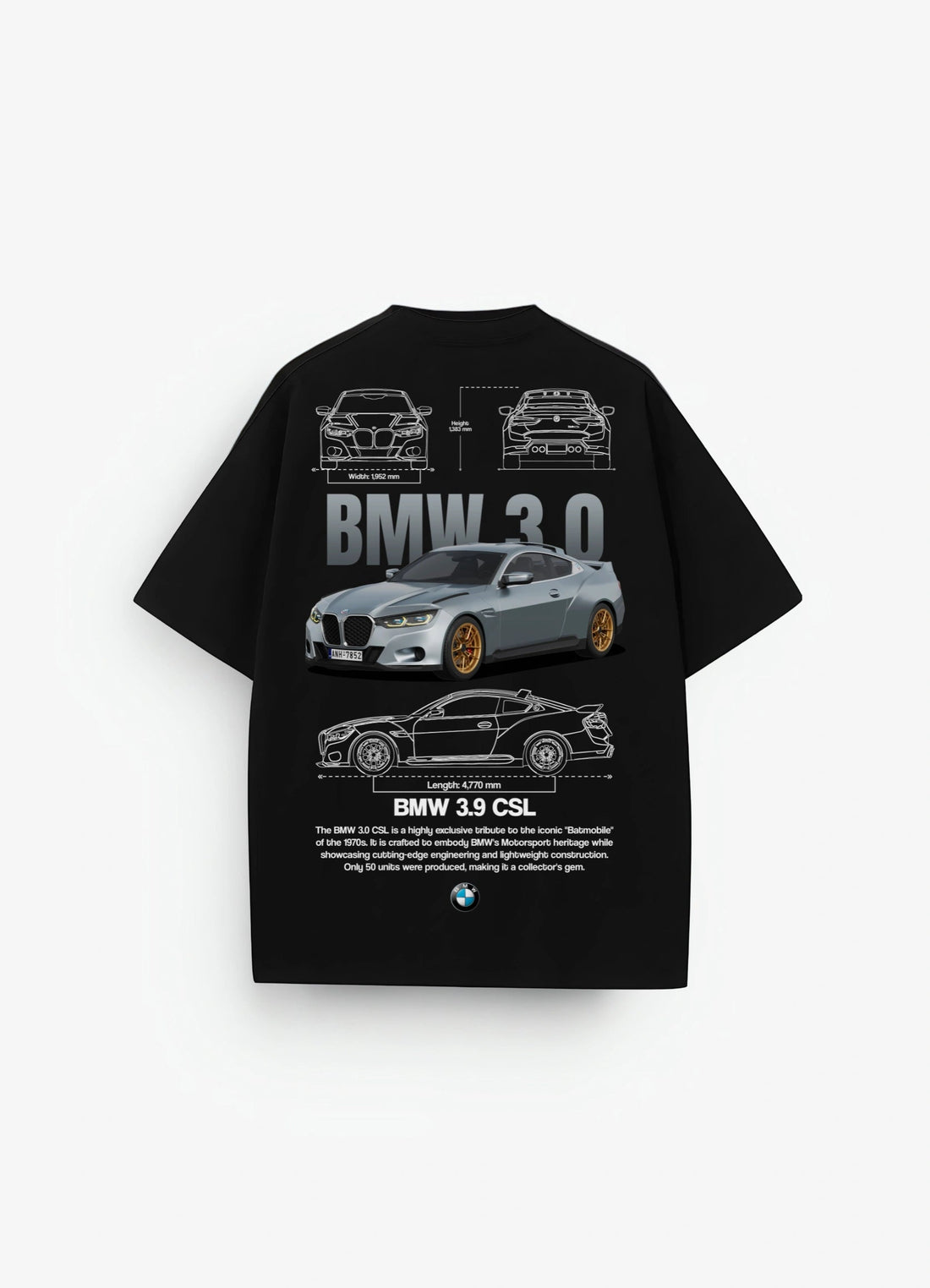 BMW 3.9 CSL Oversized T-shirt Black - Strells