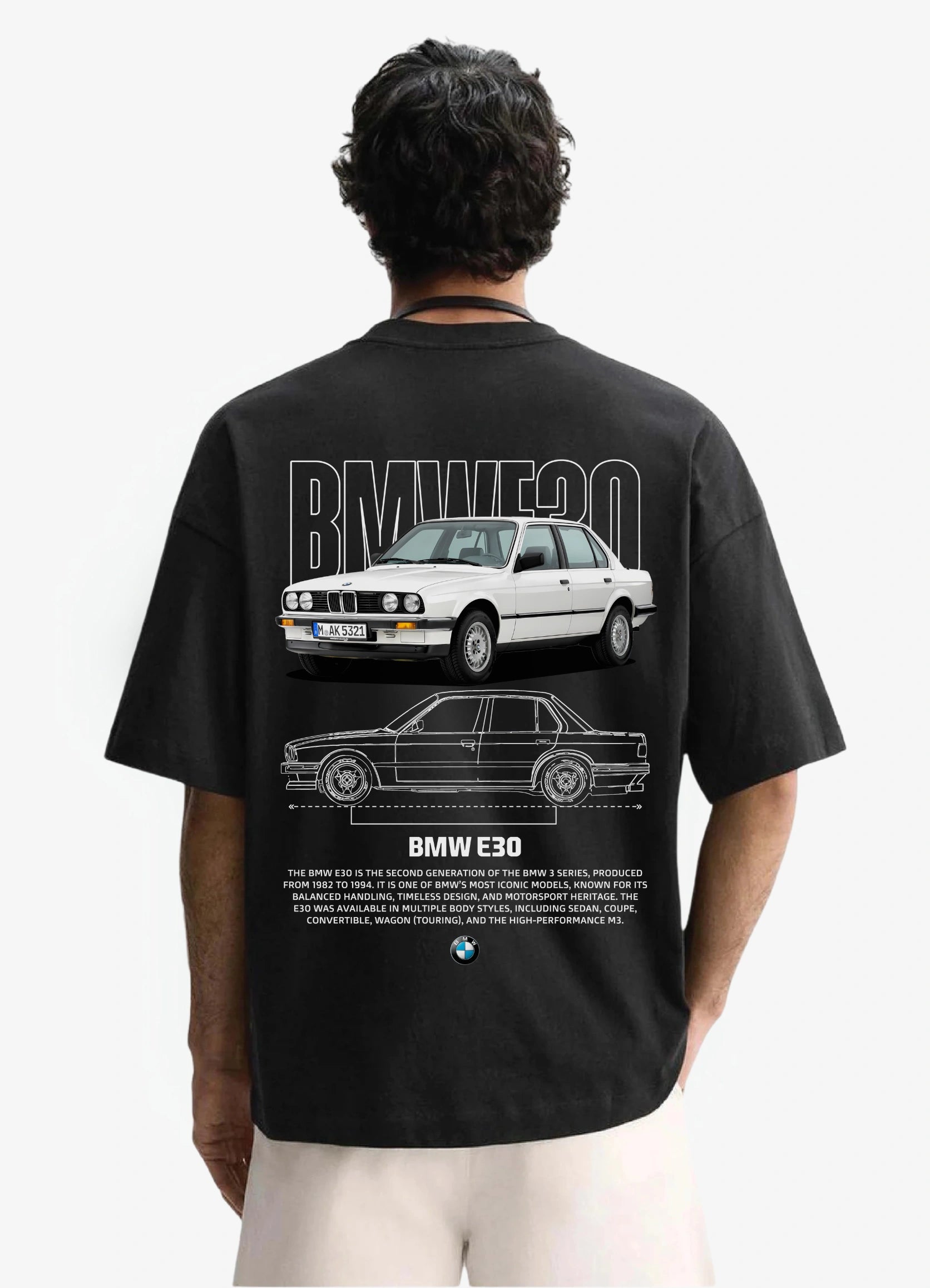 BMW E30 Oversized T-shirt Black - Strells