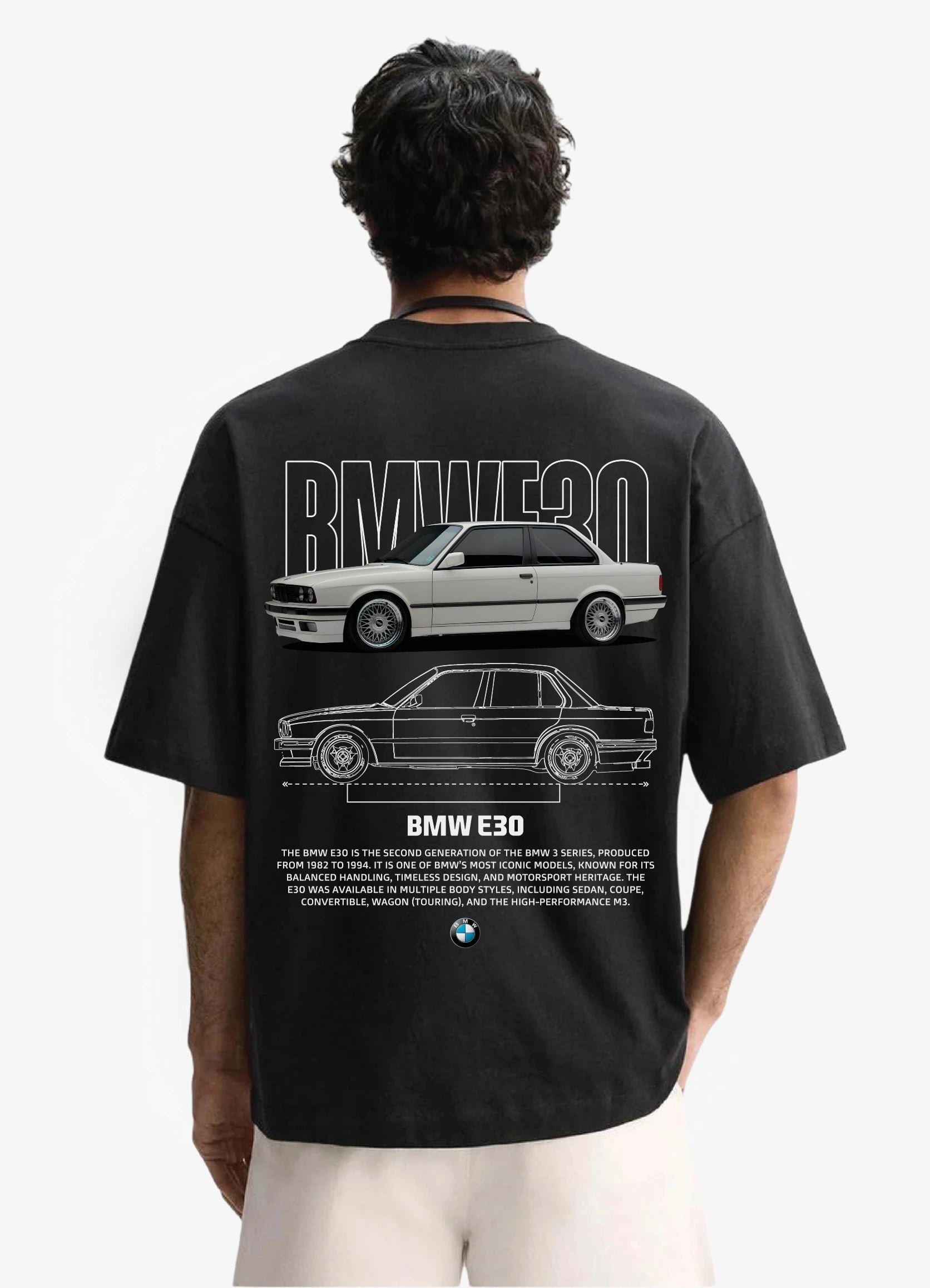 BMW E30 Oversized T-shirt Black - Strells