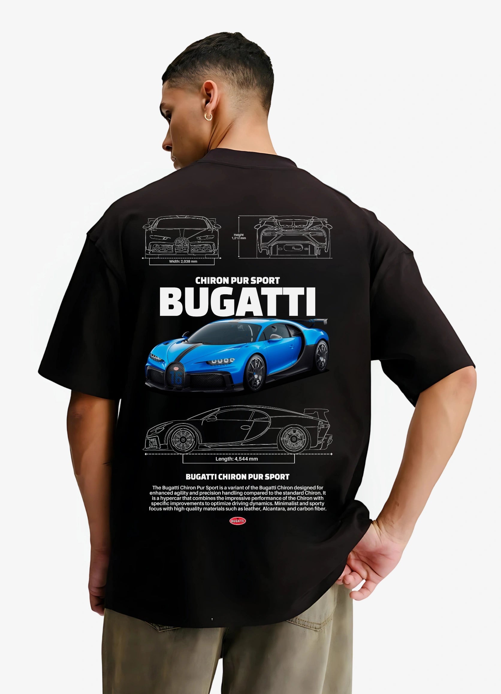 Bugatti Chiron Pur Sport Oversized T-shirt Black - Strells
