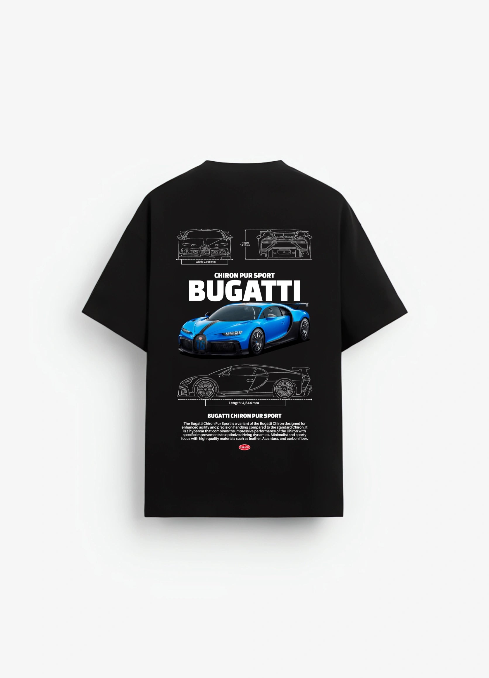 Bugatti Chiron Pur Sport Oversized T-shirt Black - Strells