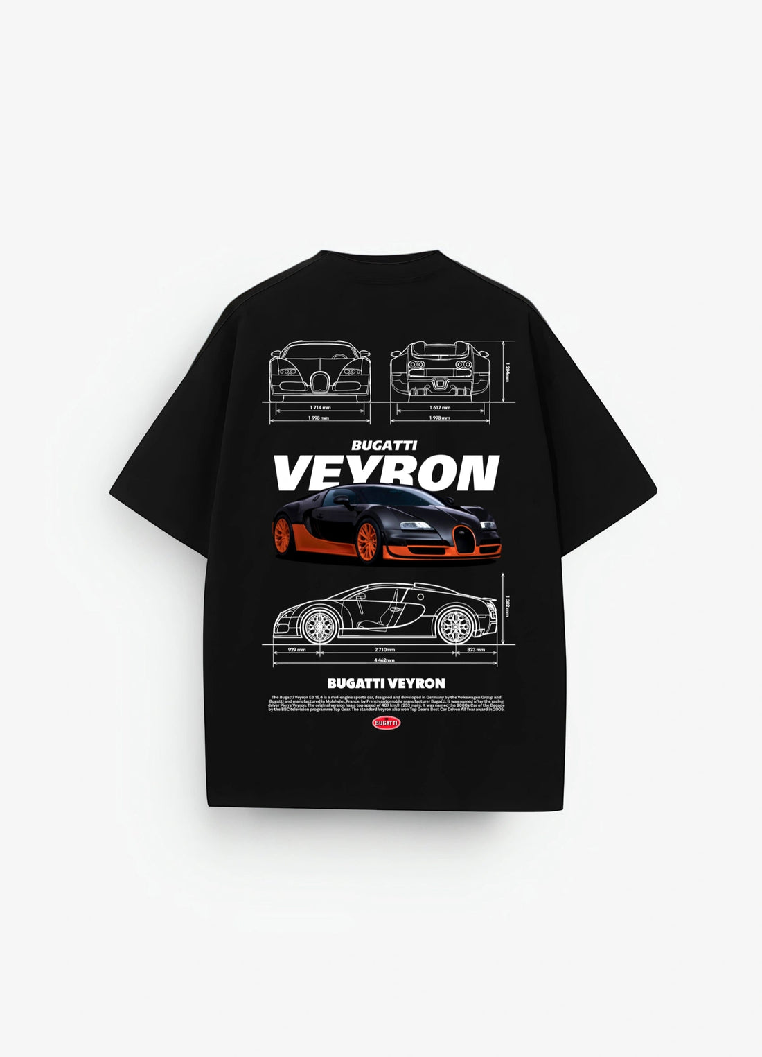 Bugatti Veyron Oversized T-shirt Black - Strells