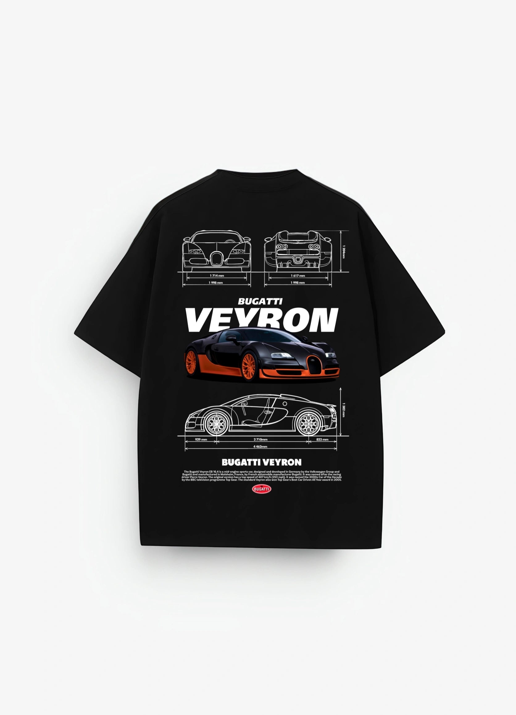 Bugatti Veyron Oversized T-shirt Black - Strells