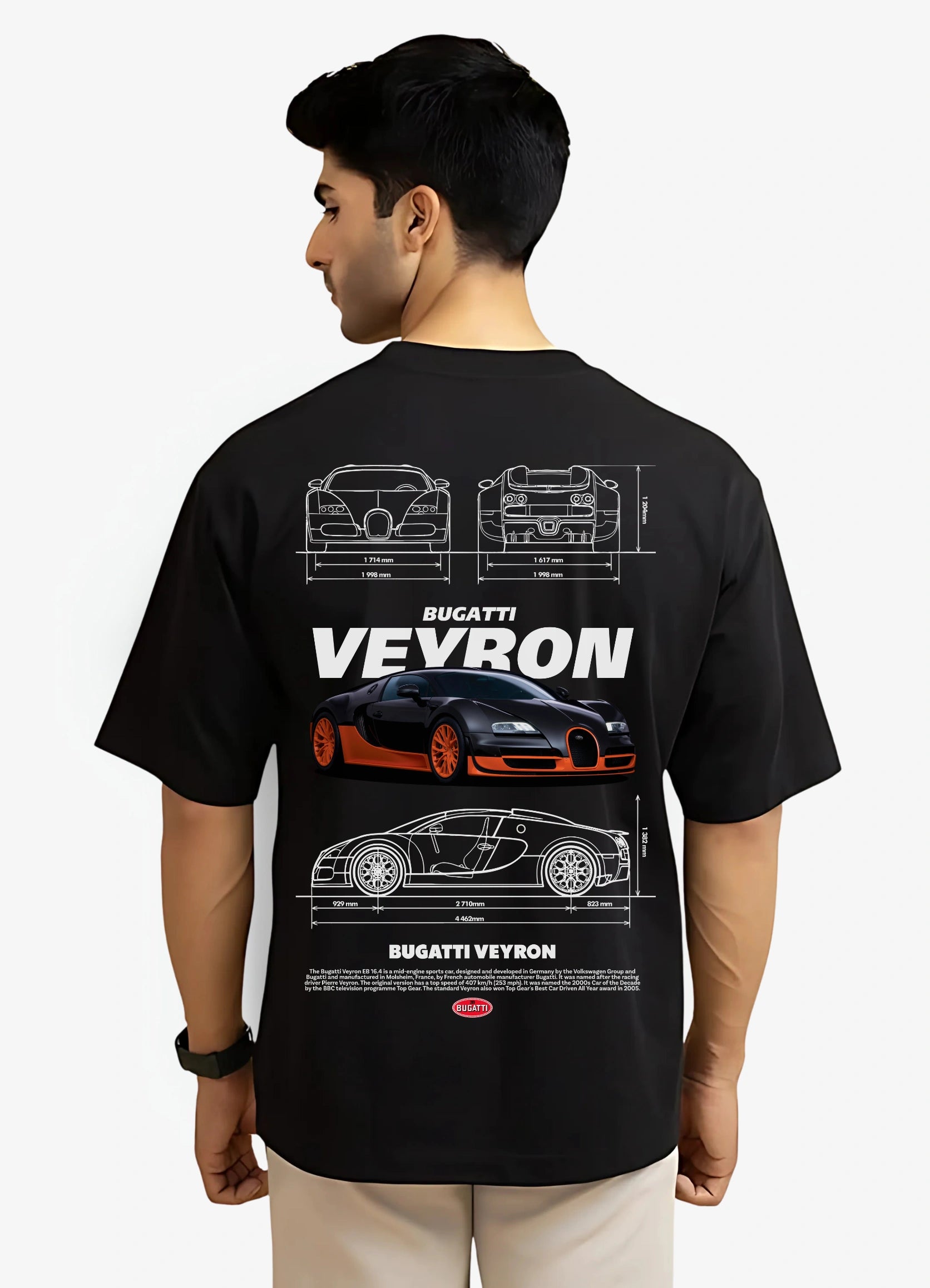 Bugatti Veyron Oversized T-shirt Black - Strells
