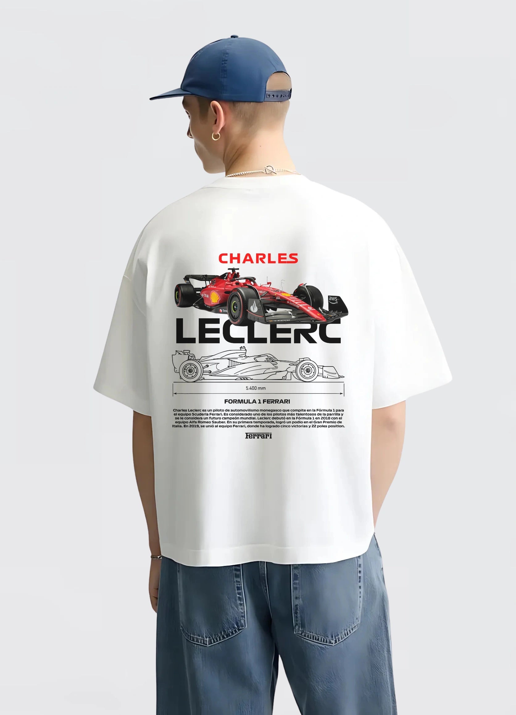 Charles Leclerc Formula 1 ferrari Oversized T-shirt Off - white - Strells