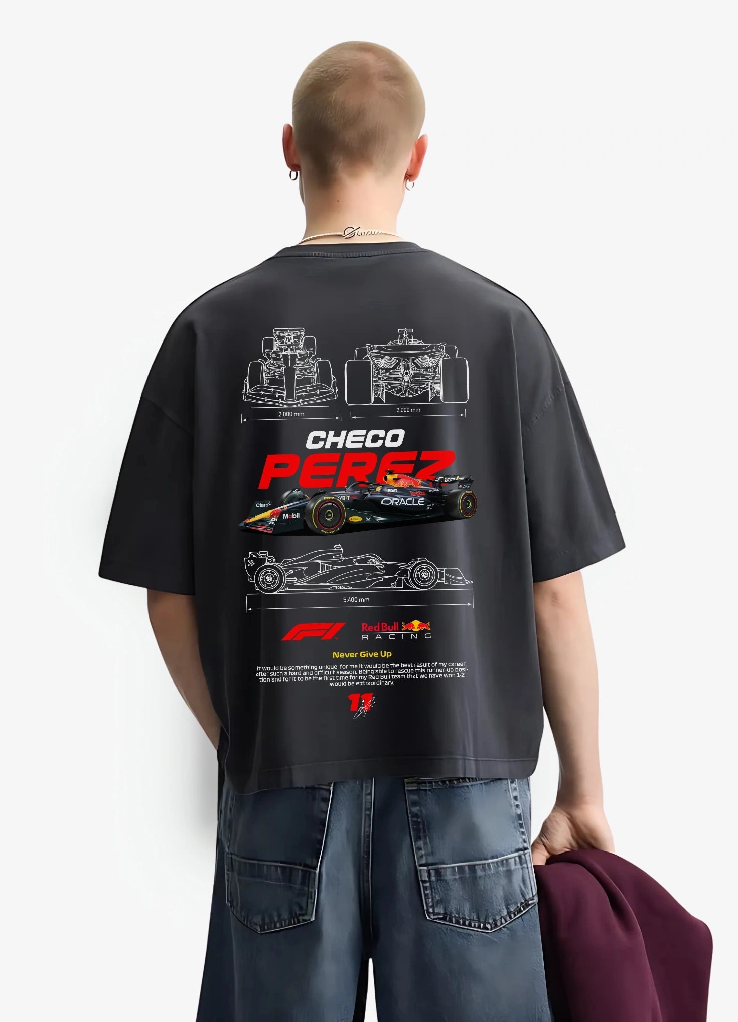 Checo Perez Formula 1 Oversized T-shirt Black - Strells