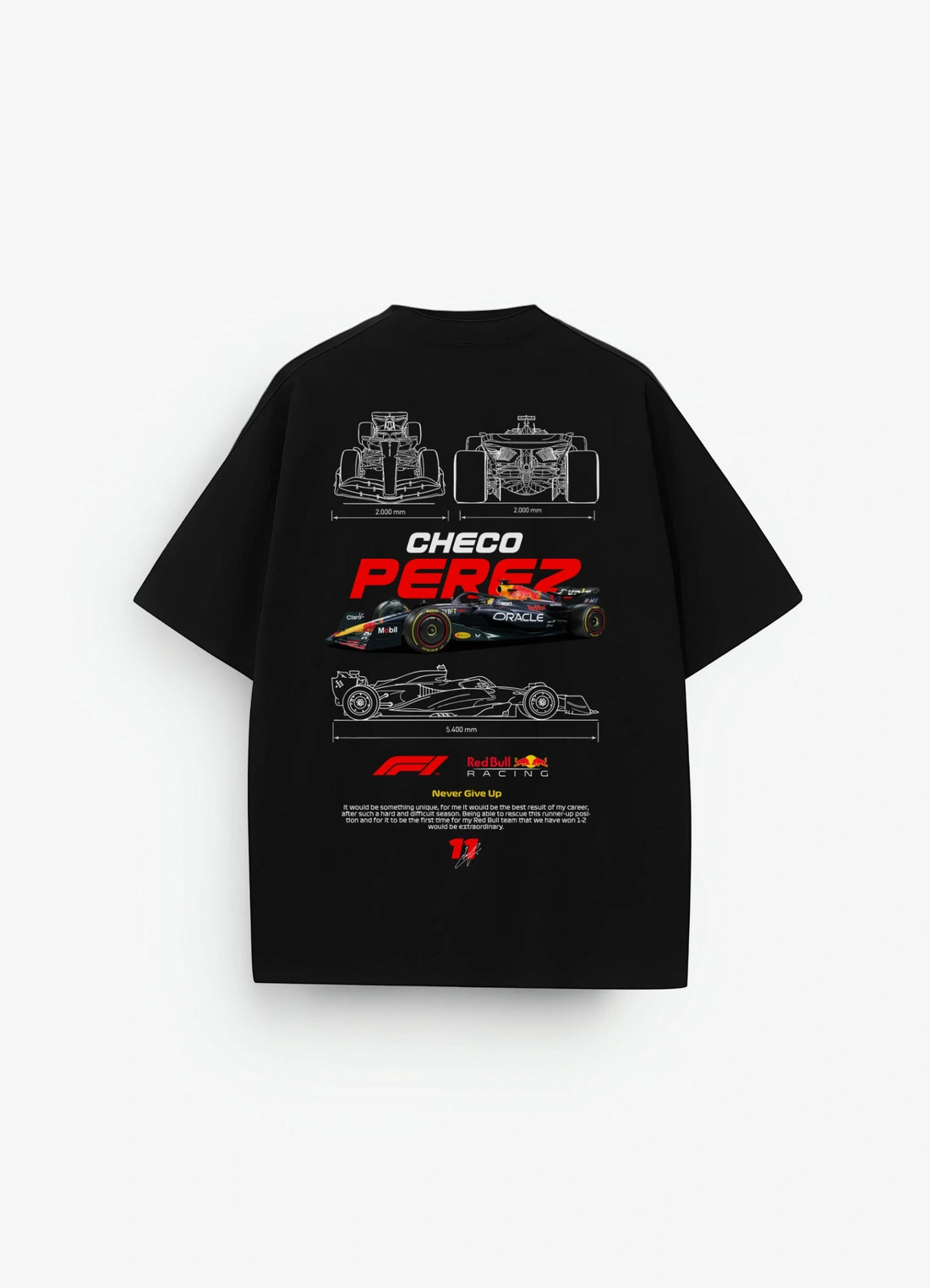 Checo Perez Formula 1 Oversized T-shirt Black - Strells