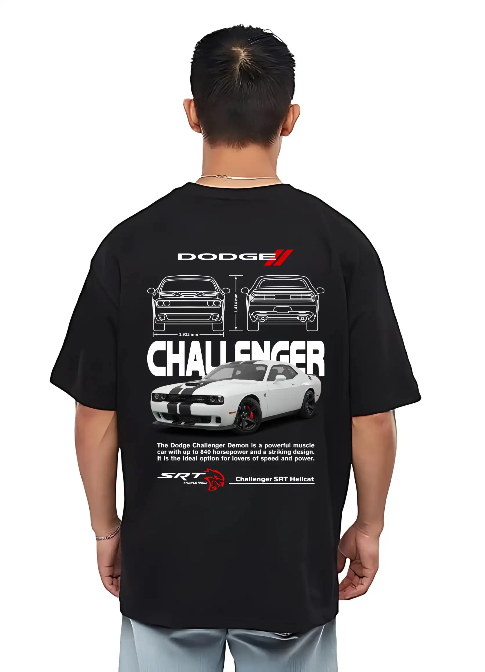 Dodge Challenger Oversized T-shirt Black - Strells