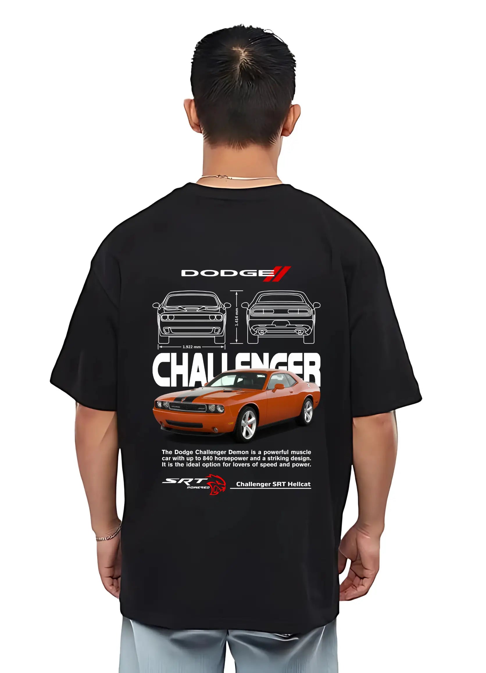 Dodge Challenger Oversized T-shirt Black - Strells