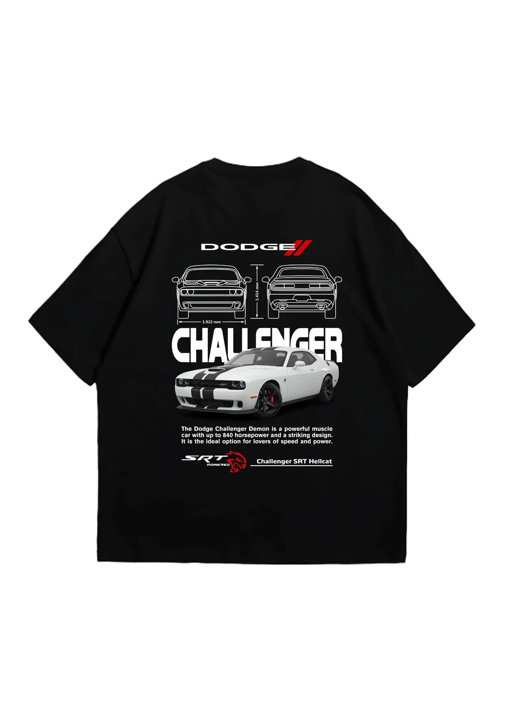 Dodge Challenger Oversized T-shirt Black - Strells