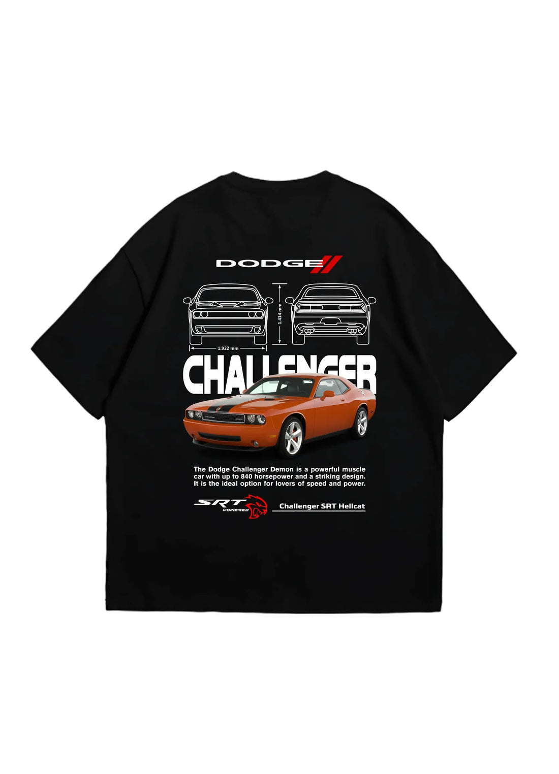 Dodge Challenger Oversized T-shirt Black - Strells