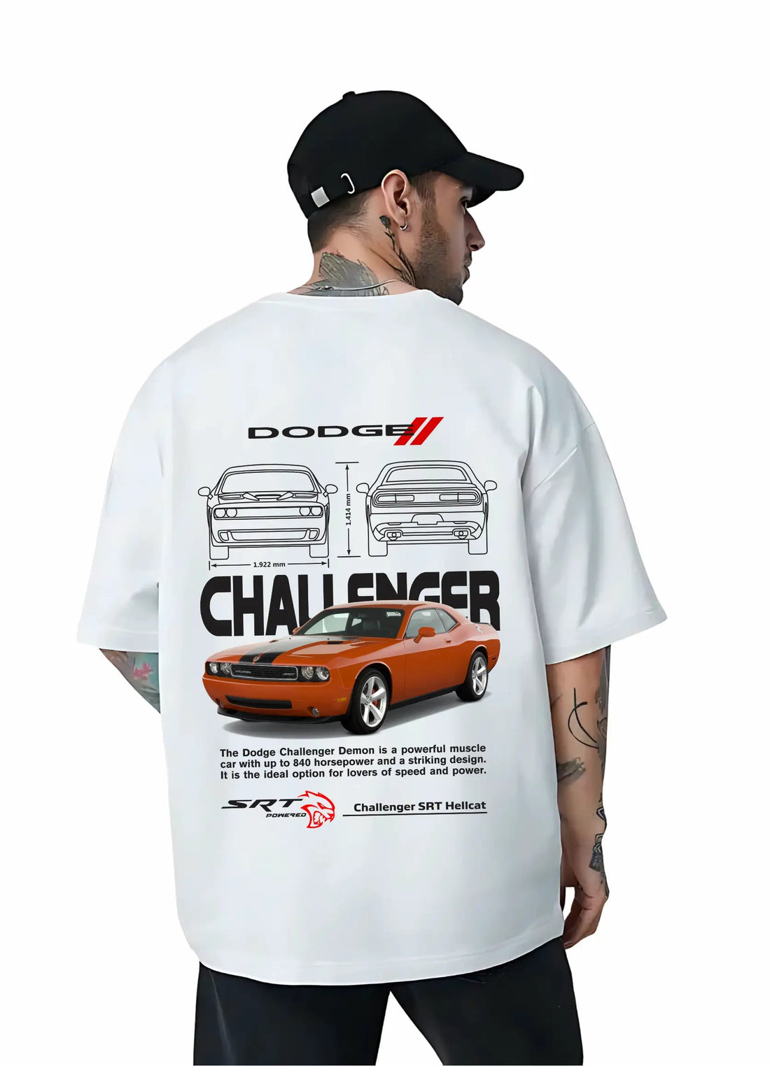 Dodge Challenger Oversized T-shirt Off - White - Strells