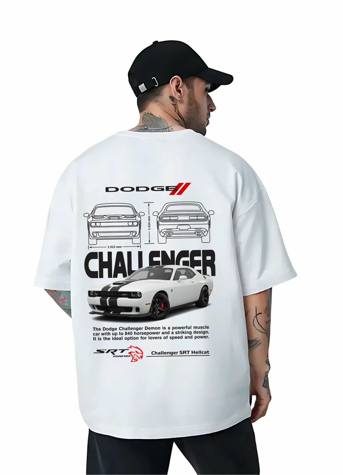 Dodge Challenger Oversized T-shirt Off - white - Strells
