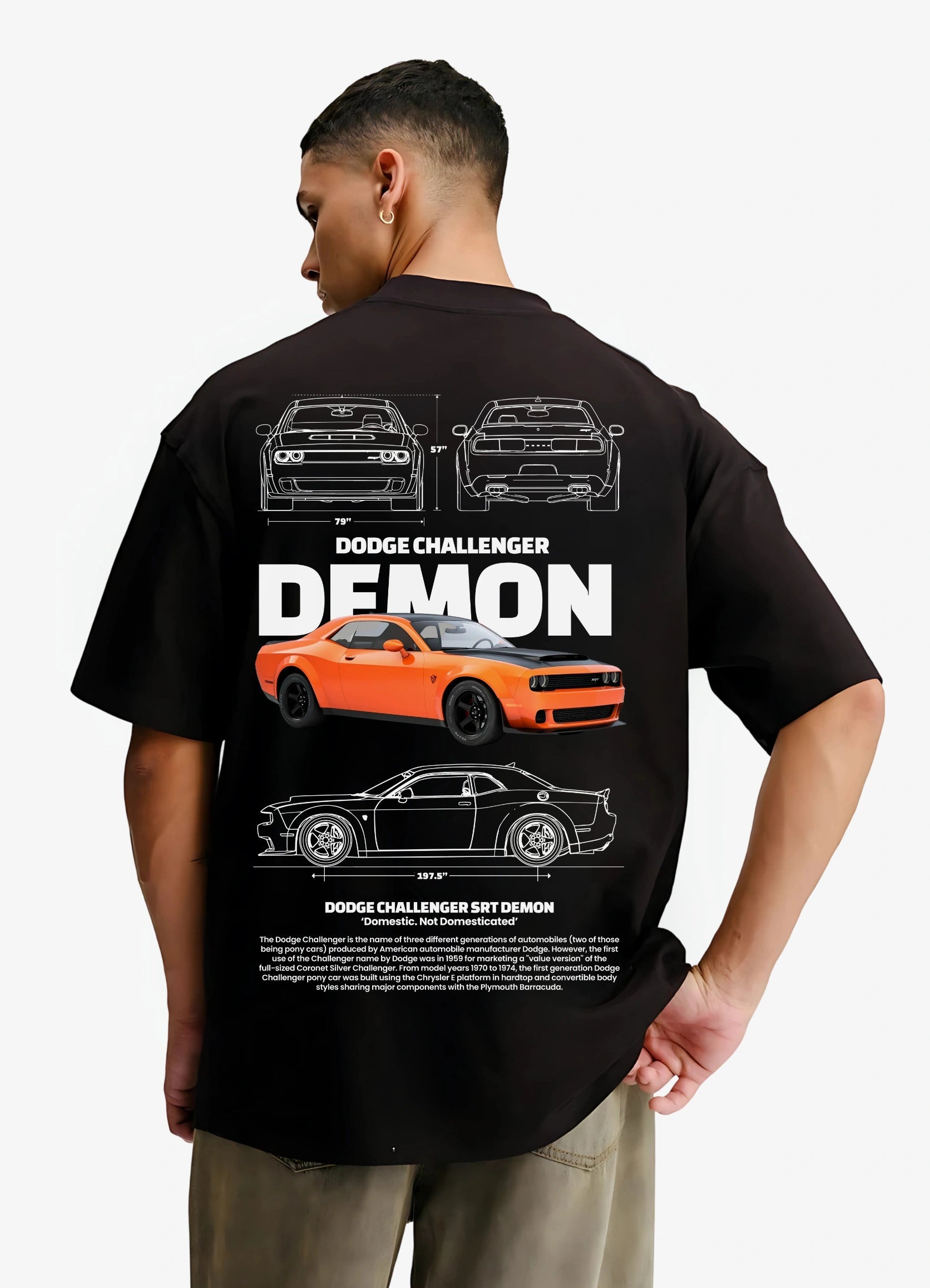 Dodge Challenger SRT Demon Oversized T-shirt Black - Strells
