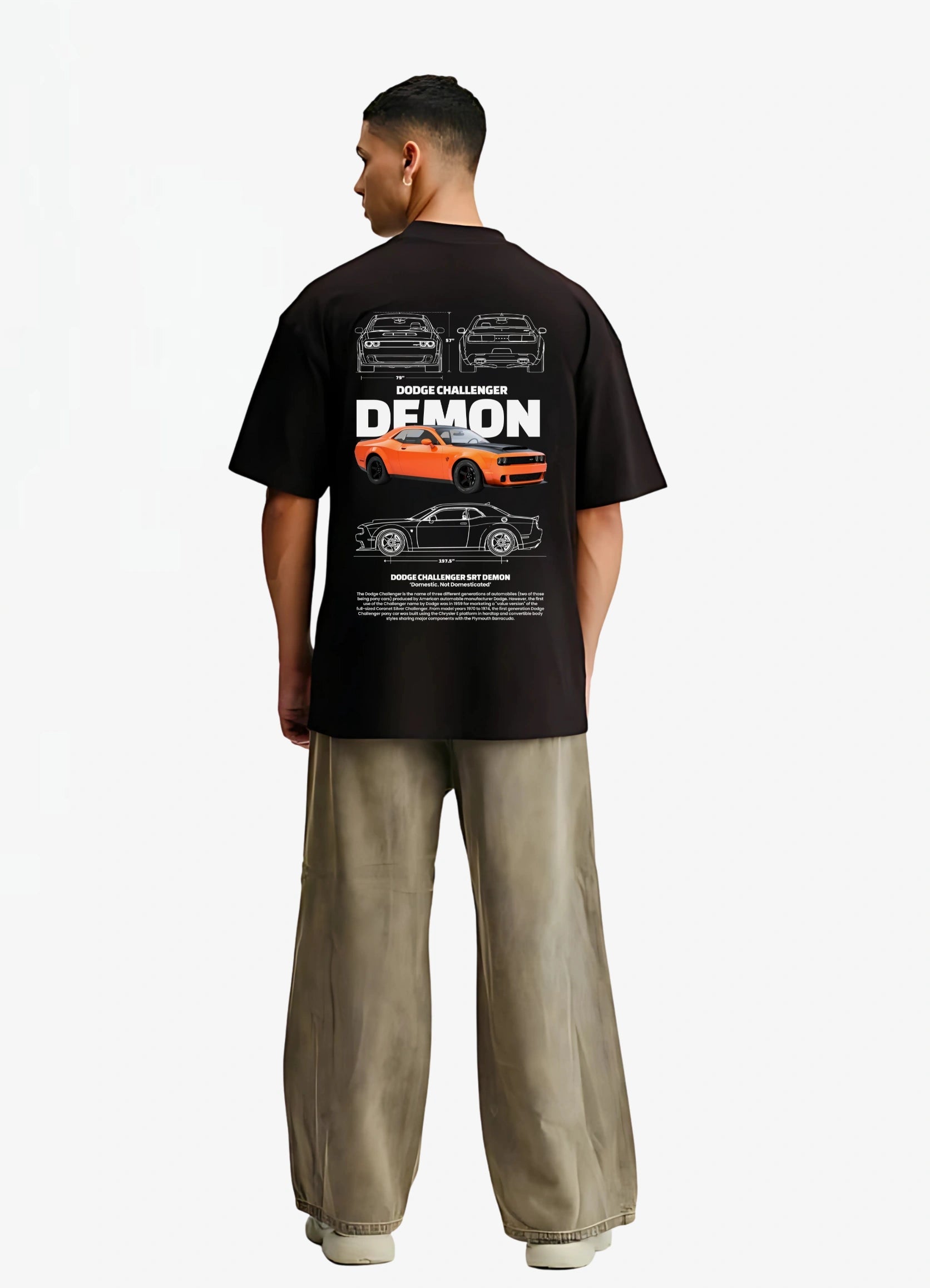 Dodge Challenger SRT Demon Oversized T-shirt Black - Strells