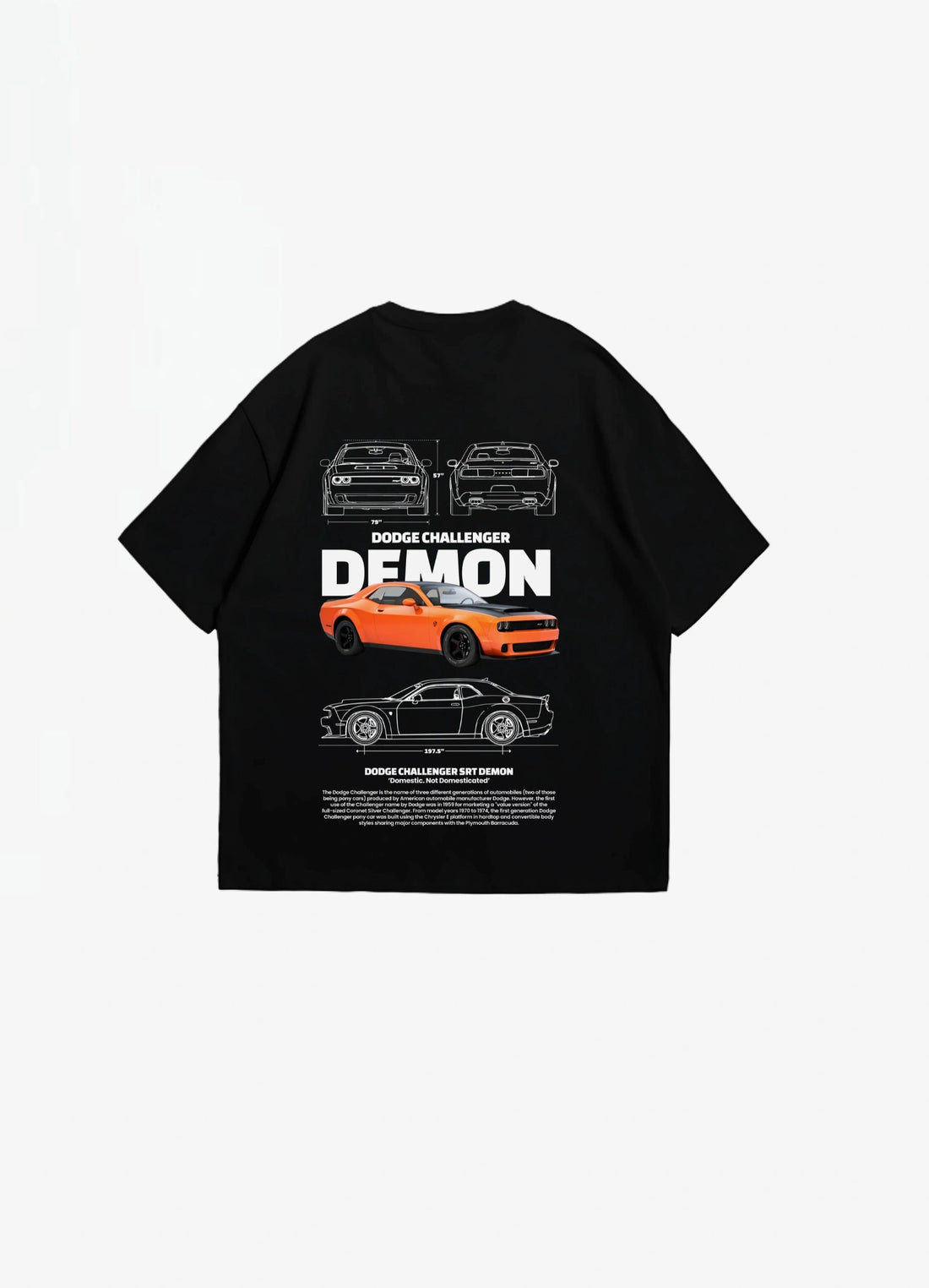 Dodge Challenger SRT Demon Oversized T-shirt Black - Strells