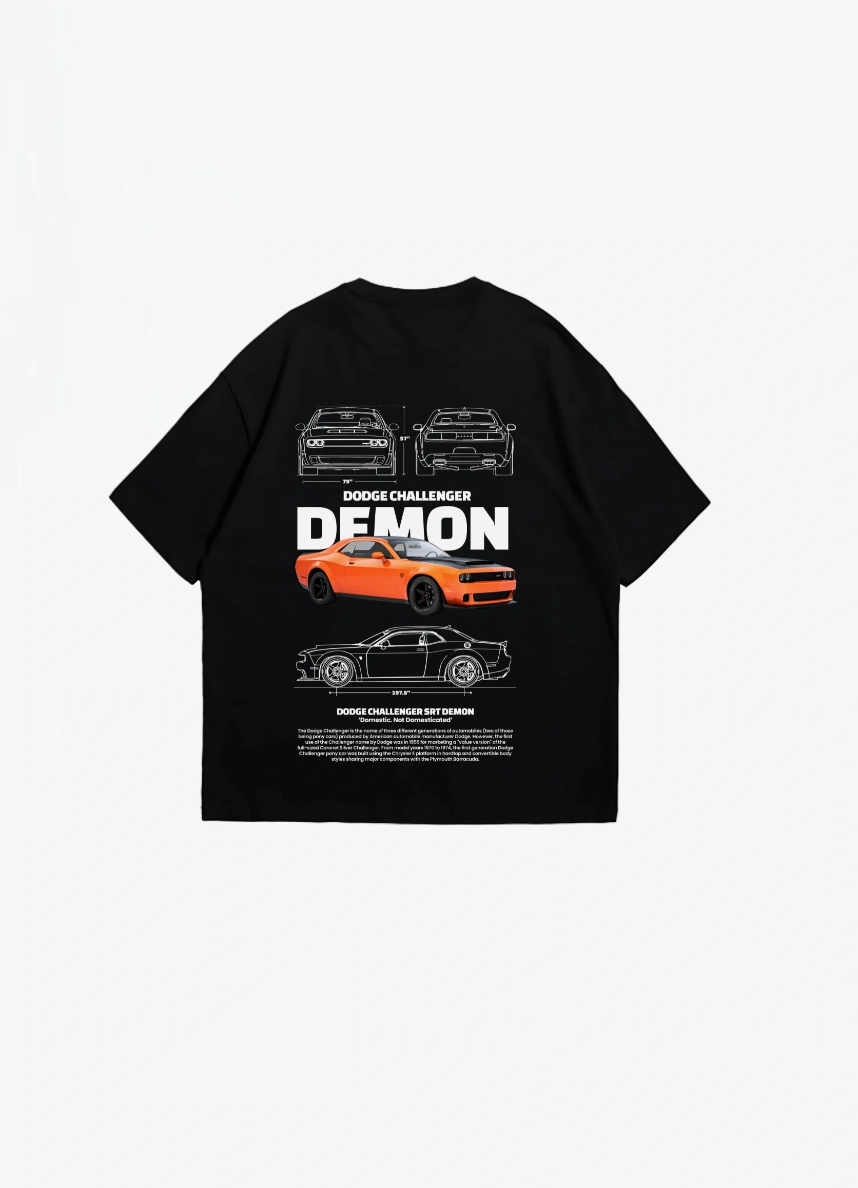Dodge Challenger SRT Demon Oversized T-shirt Black - Strells