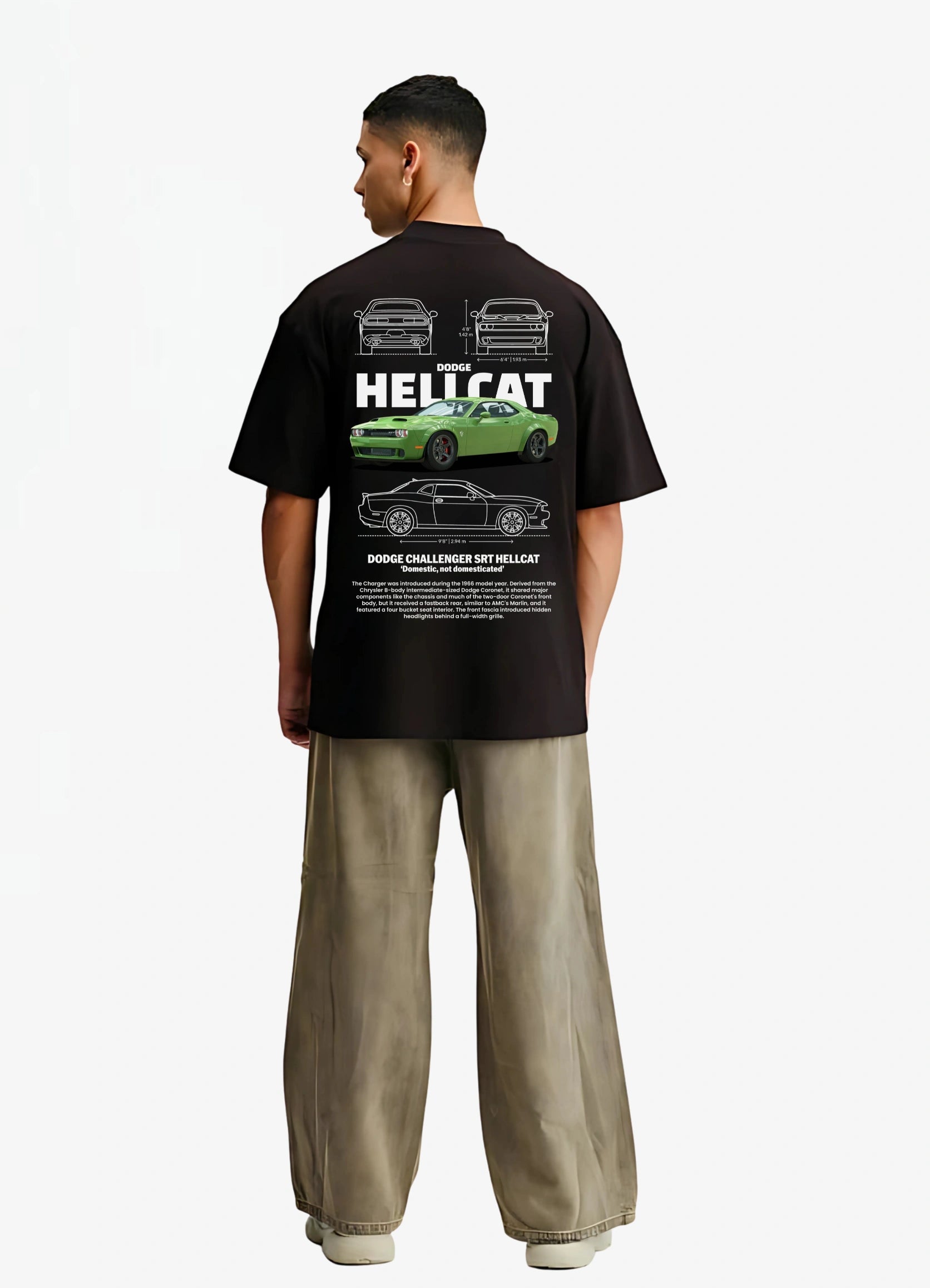 Dodge Challenger SRT Hellcat Oversized T-shirt Black - Strells