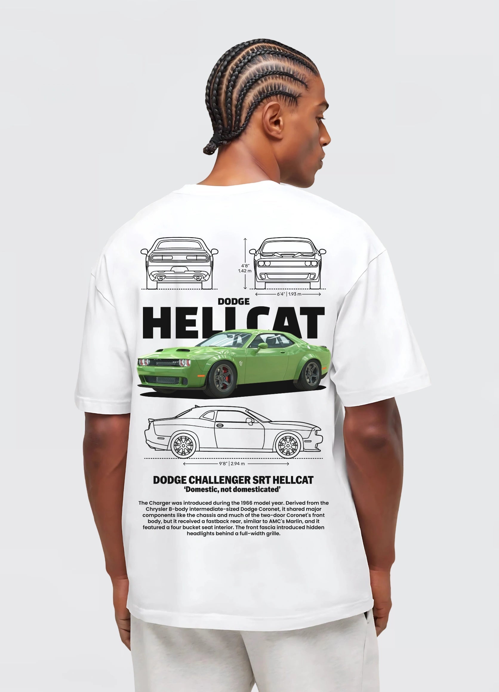Dodge Challenger SRT Hellcat Oversized T-shirt Off - white - Strells