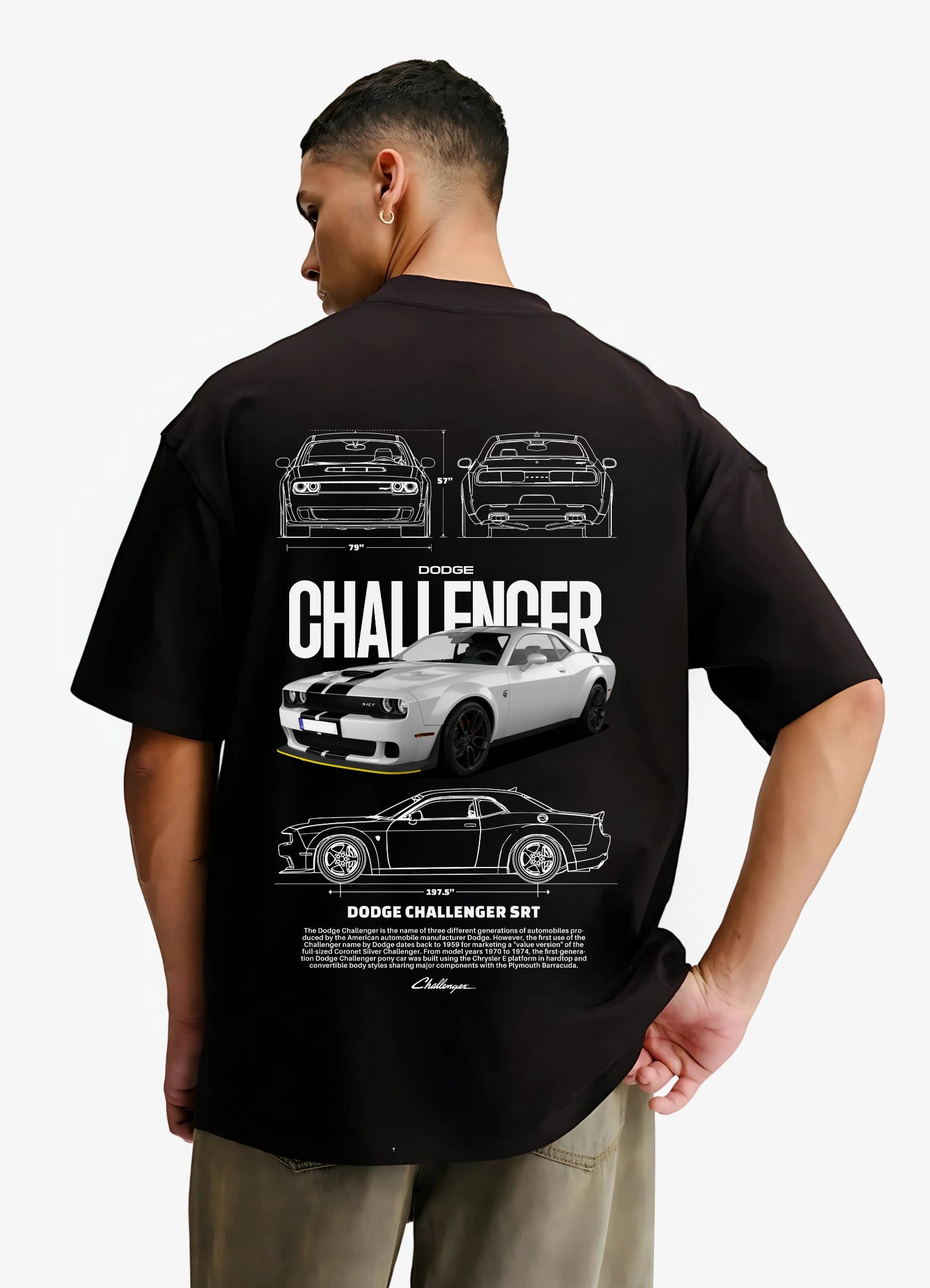 Dodge Challenger SRT Oversized T-shirt Black - Strells