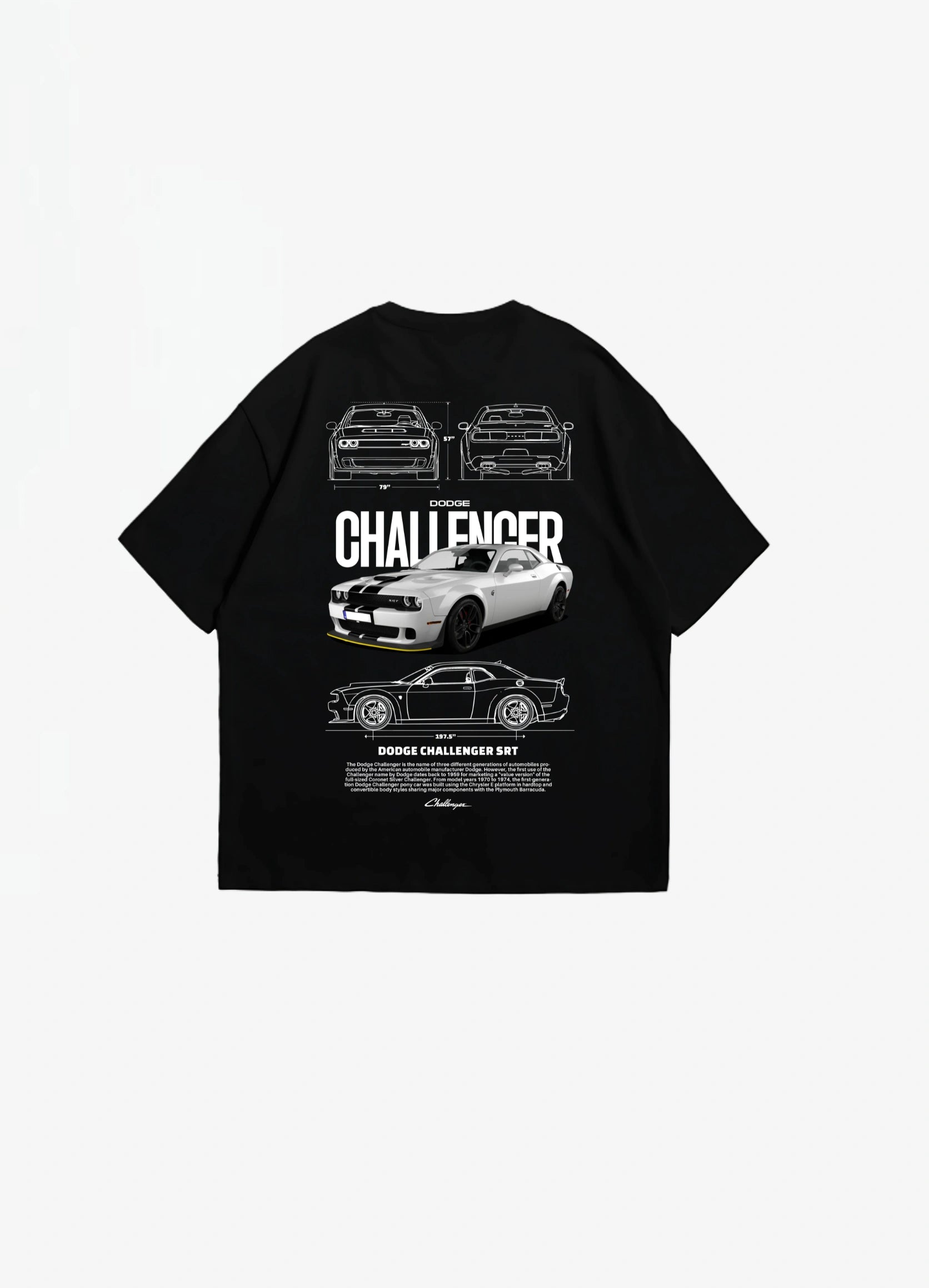 Dodge Challenger SRT Oversized T-shirt Black - Strells