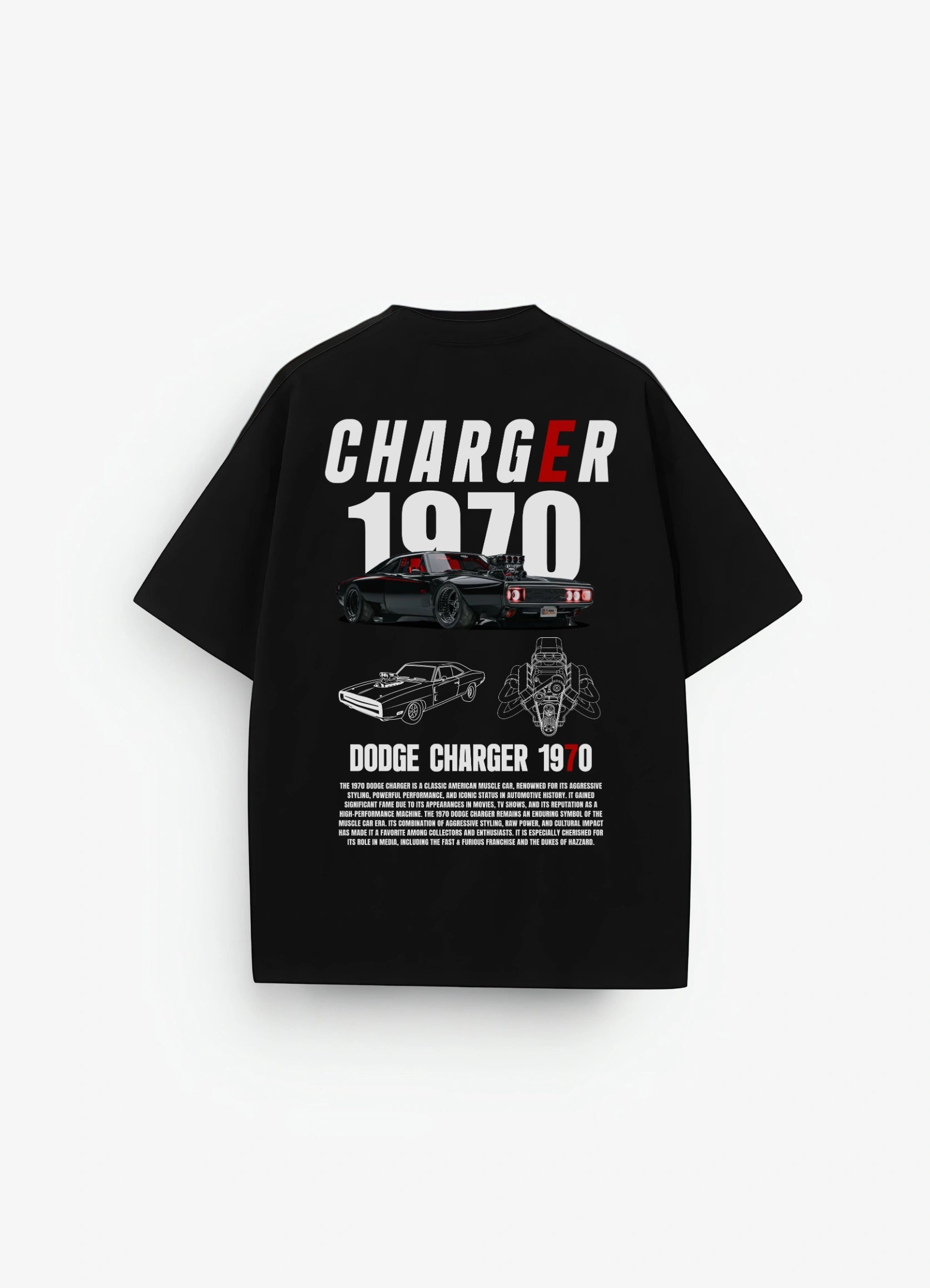 Dodge Charger 1970 Oversized T-shirt Black - Strells