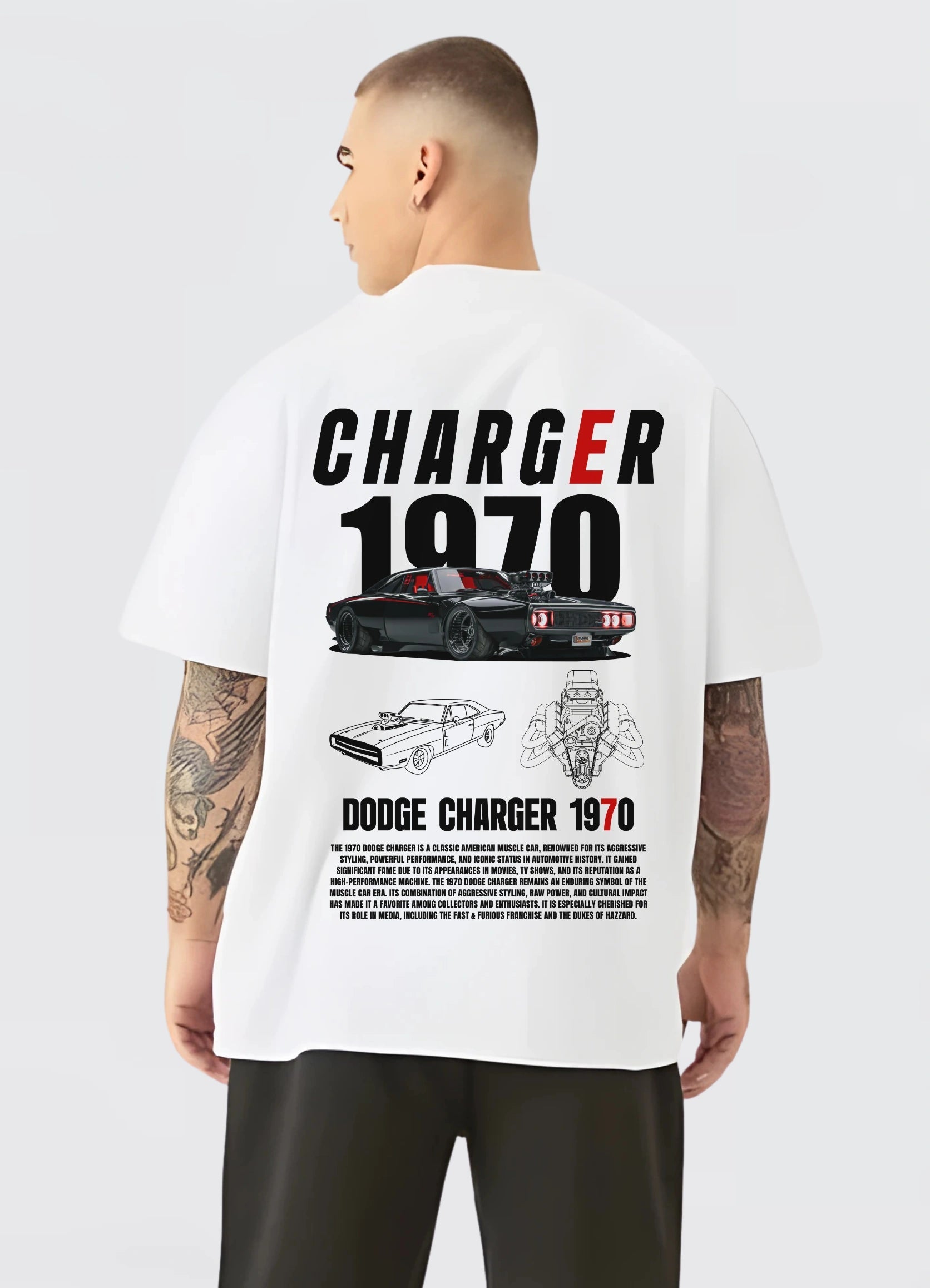 Dodge Charger 1970 Oversized T-shirt Off - white - Strells