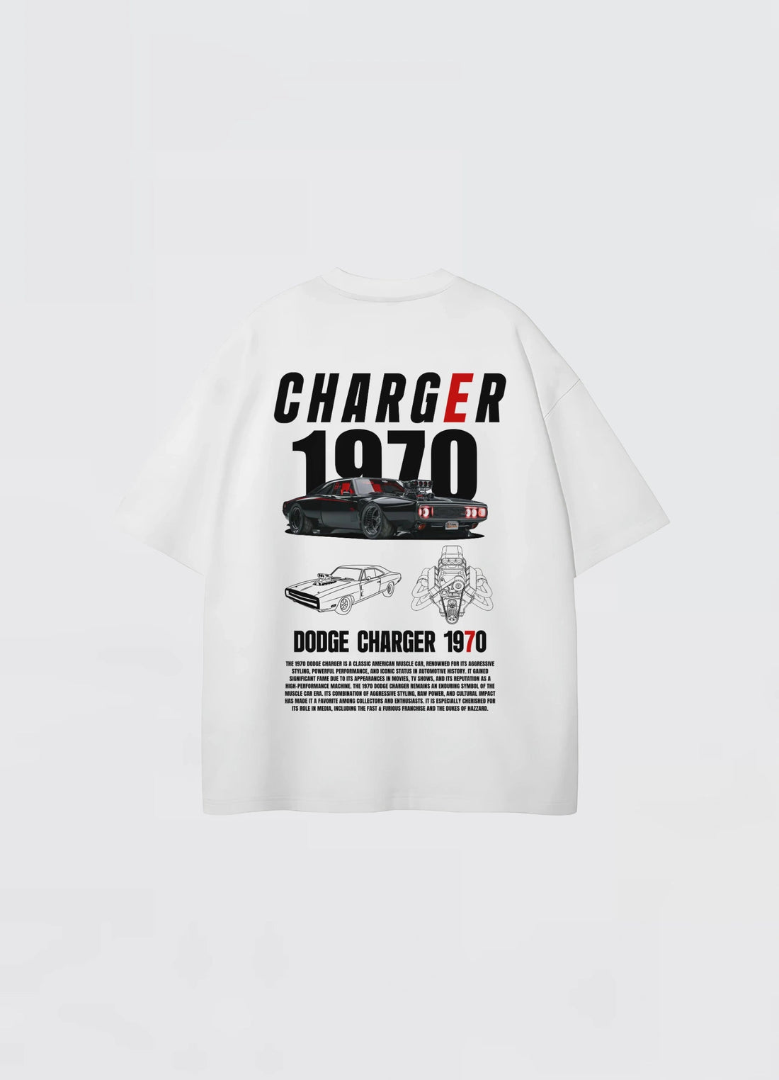 Dodge Charger 1970 Oversized T-shirt Off - white - Strells