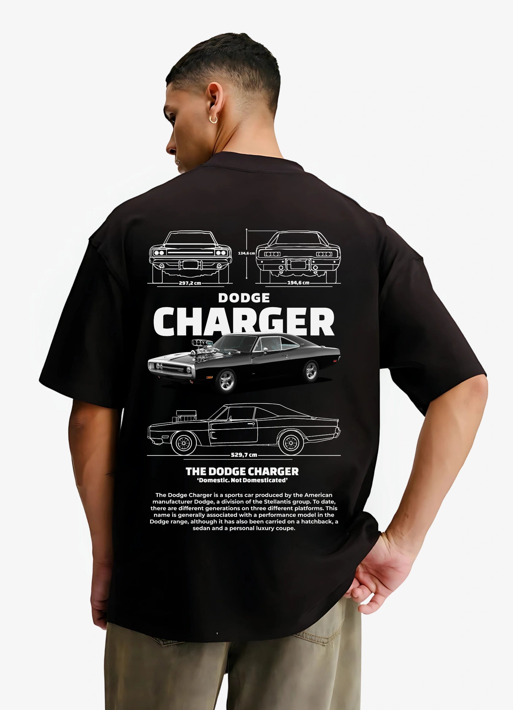 Dodge Charger Oversized T-shirt Black - Strells